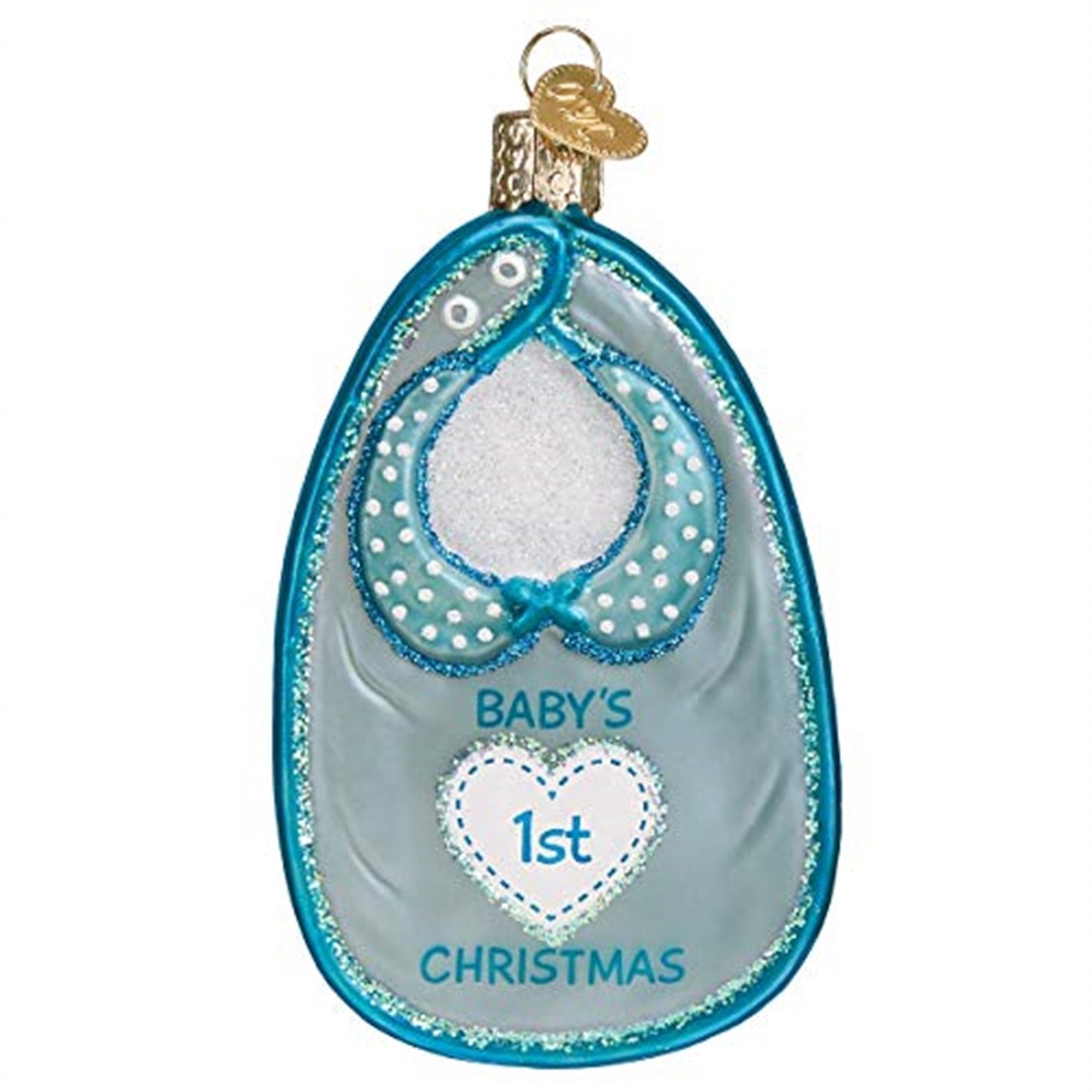 Old World Christmas Blown Glass Ornament for Christmas Tree, Blue Baby Bib
