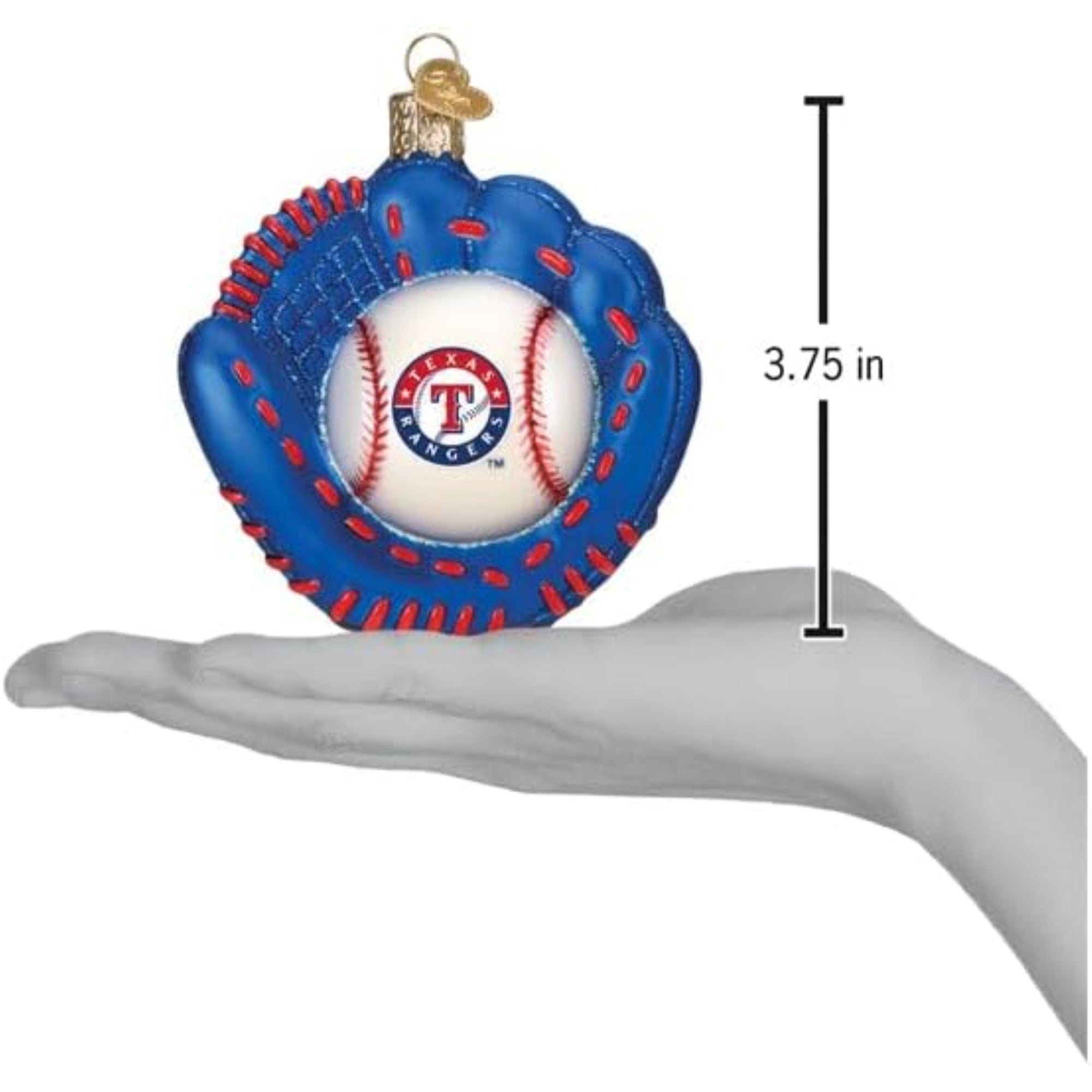 Old World Christmas Blown Glass Ornament for Christmas Tree, Texas Rangers Baseball Mitt