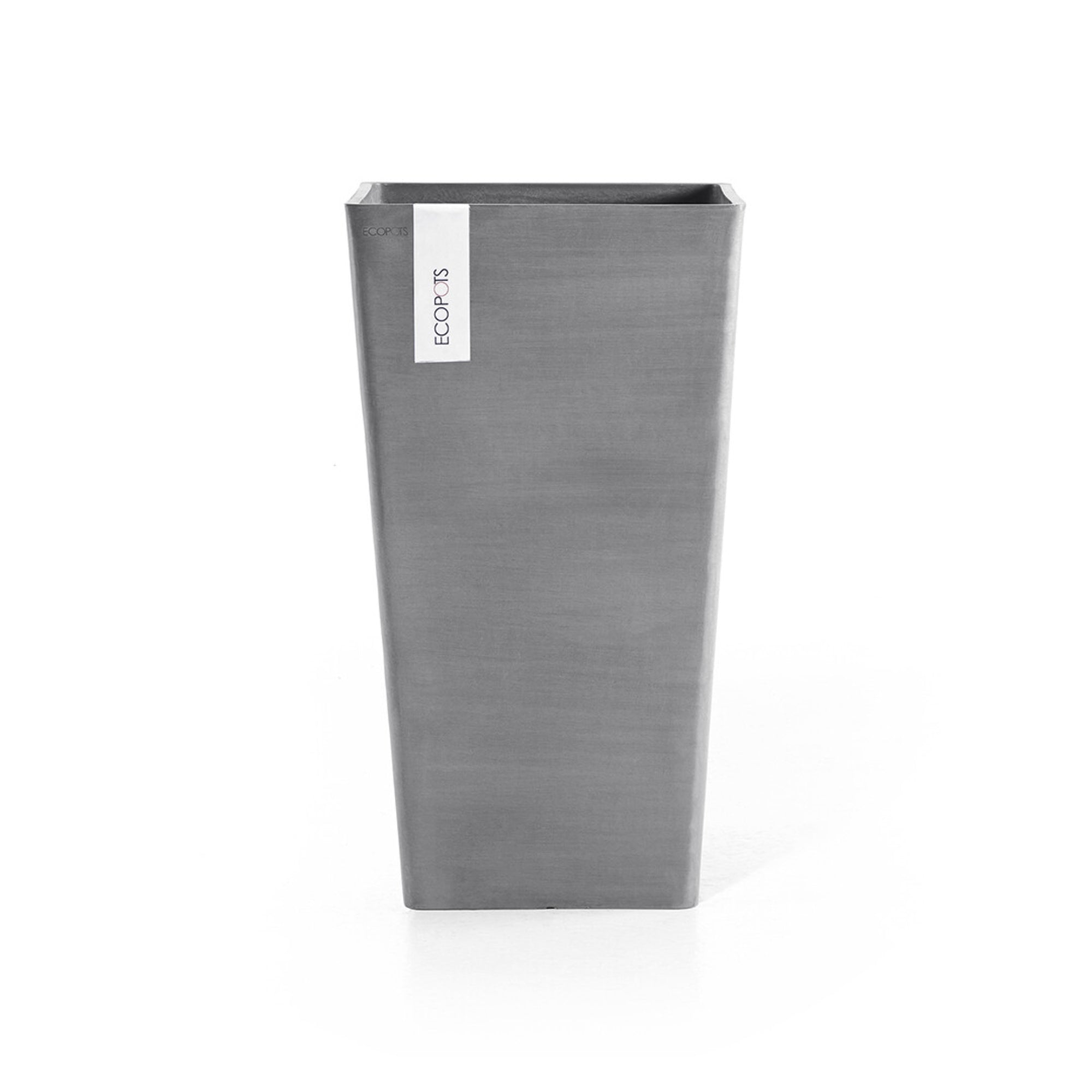 Ecopots Rotterdam Mid High Durable Modern Square Indoor/Outdoor Recycled-Based Composite Flower Planter