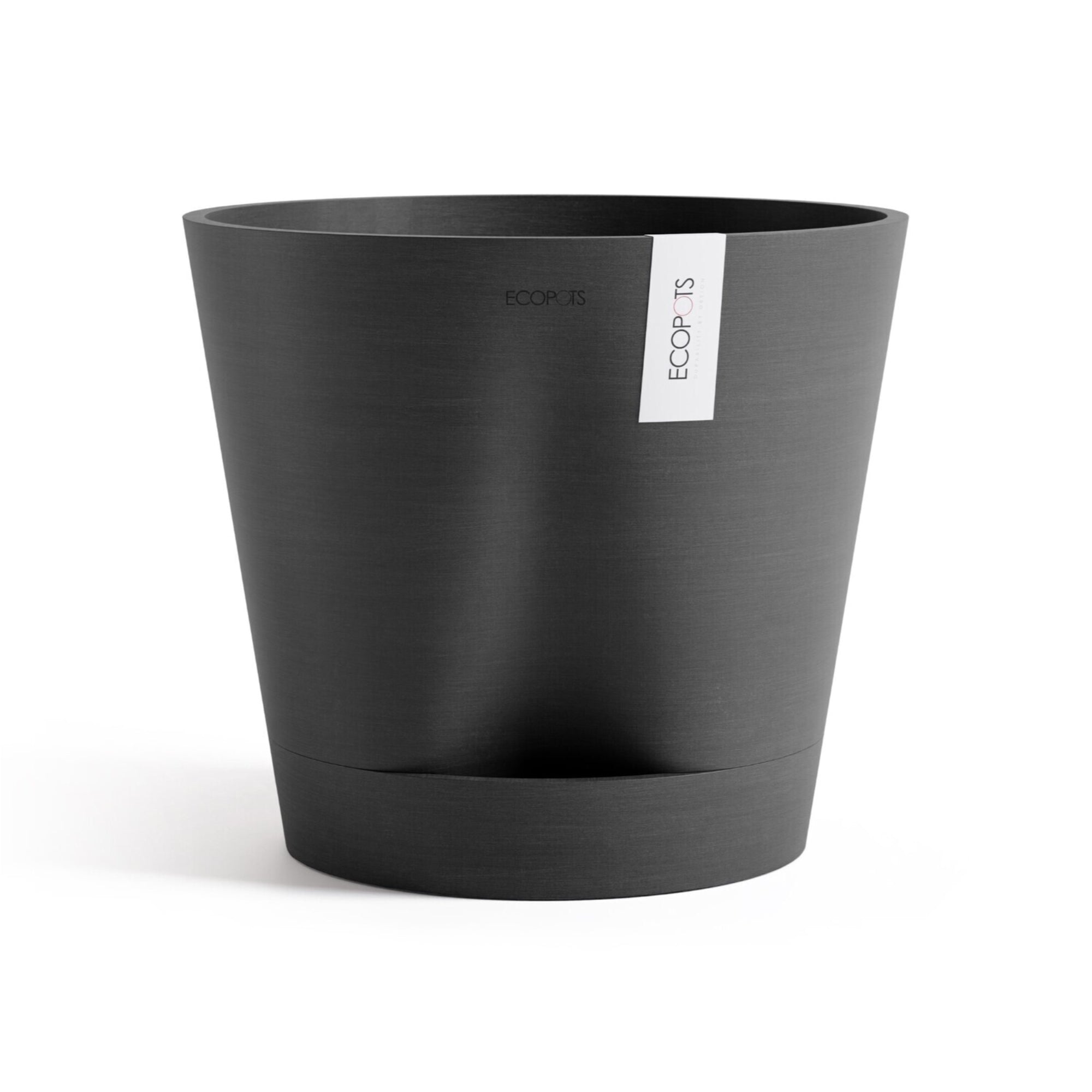 Ecopots Venice 2 Durable Modern Round Indoor/Outdoor Recycled-Based Composite Flower Pot Planter w/ Water Reservoir