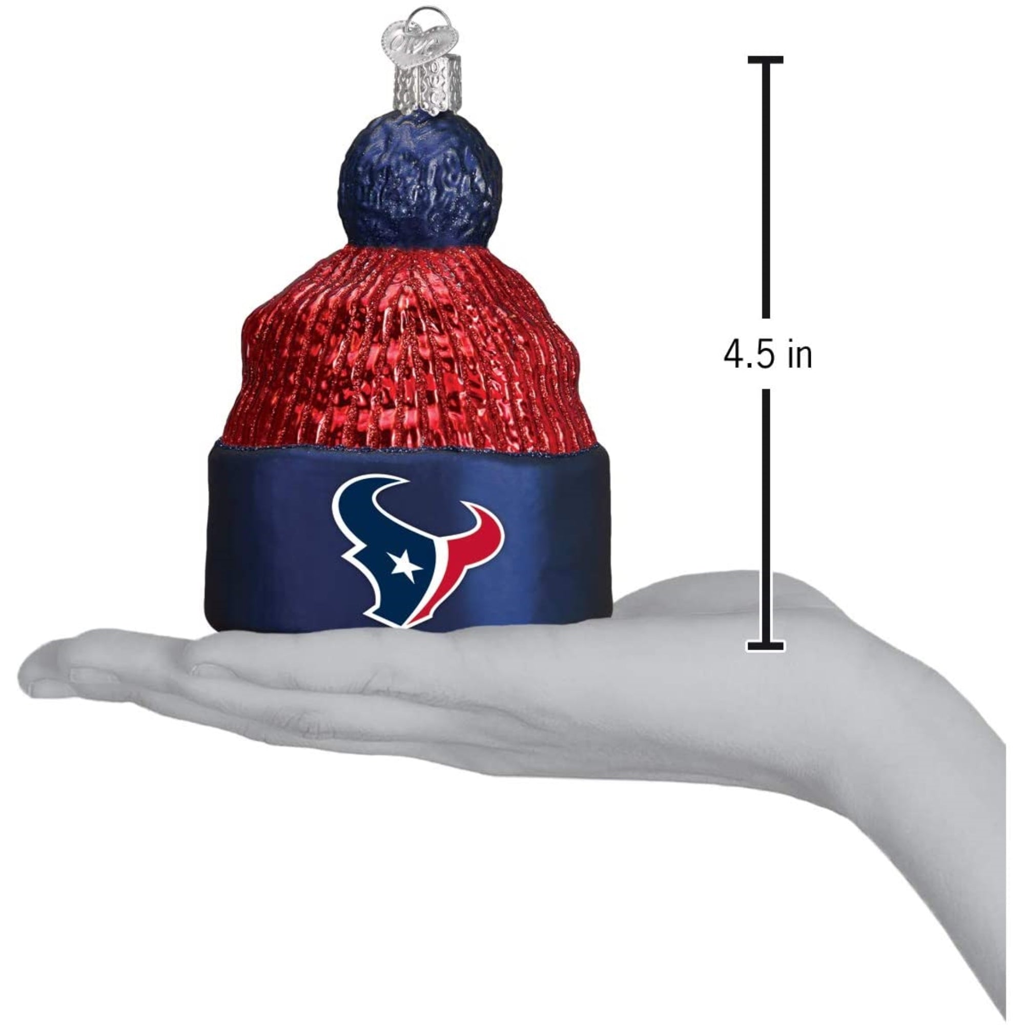 Old World Christmas Blown Glass Ornament for Christmas Tree, Houston Texans Beanie