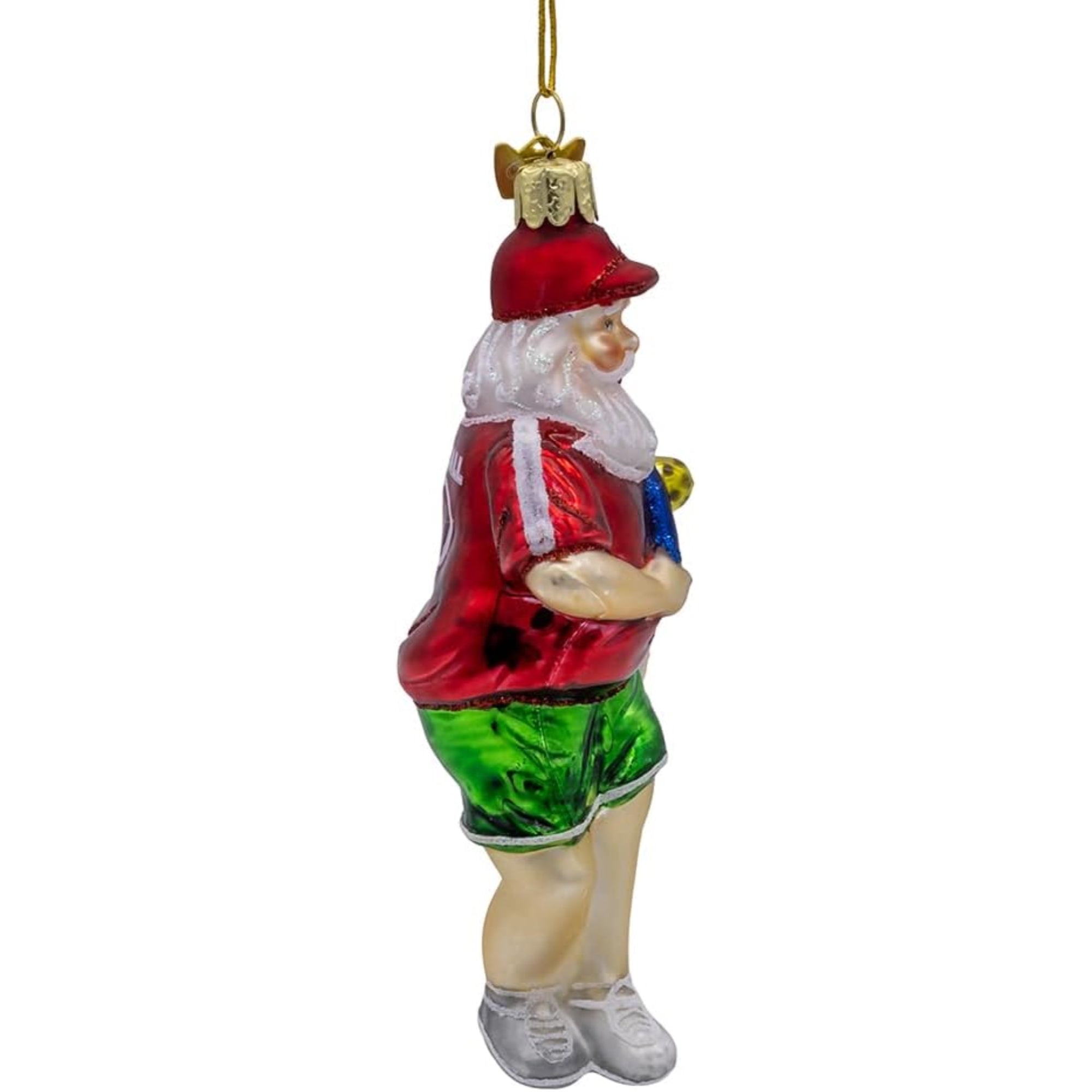 Kurt Adler Nobel Gems Collection Glass Christmas Ornament, Pickleball Santa