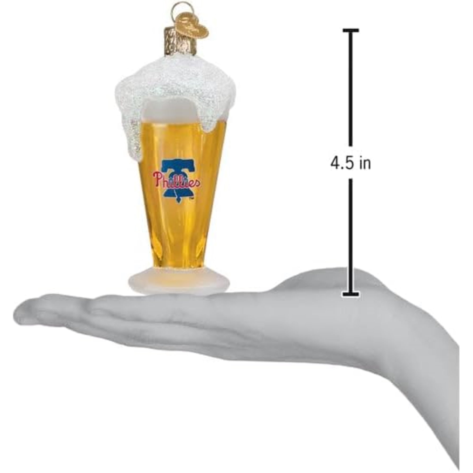 Old World Christmas Blown Glass Ornament for Christmas Tree, Philadelphia Phillies Beer Glass