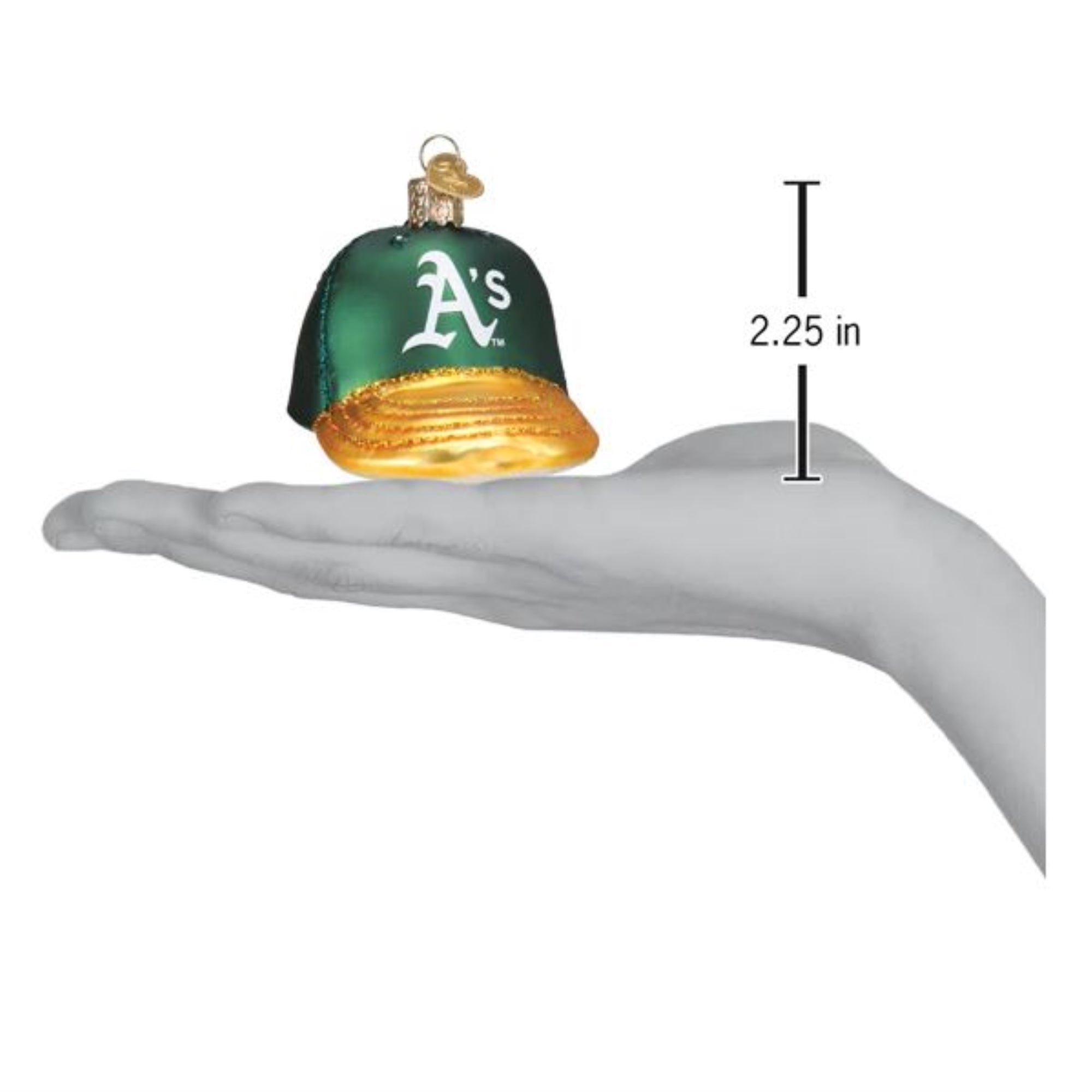 Old World Christmas Blown Glass Ornament for Christmas Tree, Oakland Athletics Baseball Cap