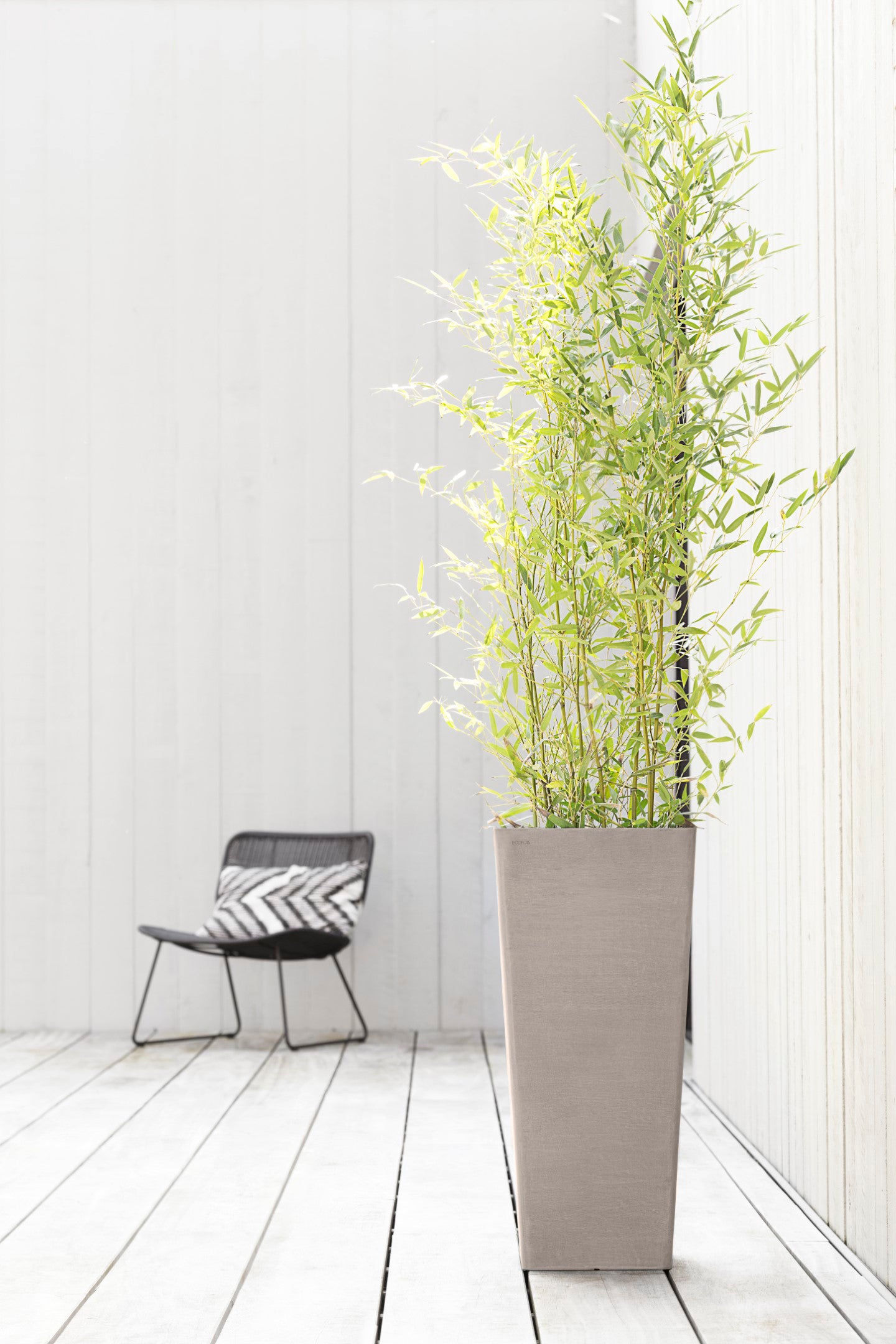 Ecopots Rotterdam Mid High Durable Modern Square Indoor/Outdoor Recycled-Based Composite Flower Planter