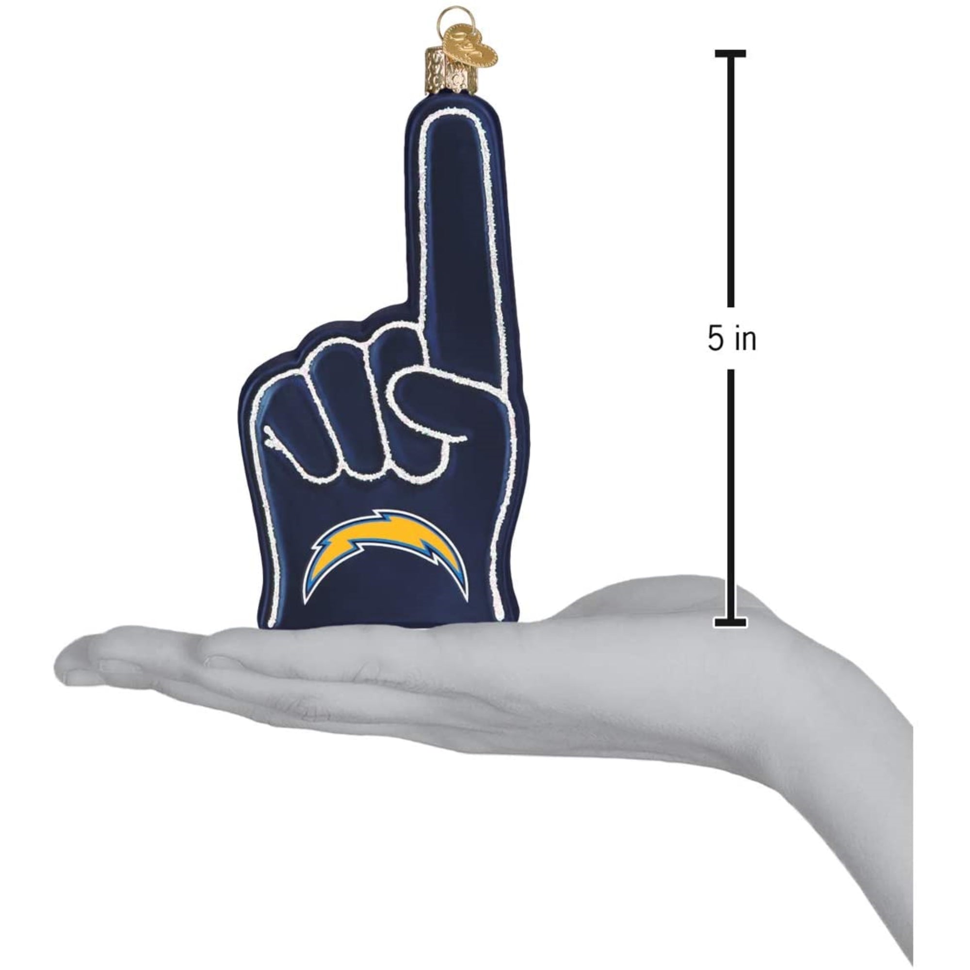 Old World Christmas Blown Glass Ornament for Christmas Tree, Los Angeles Chargers Foam Finger