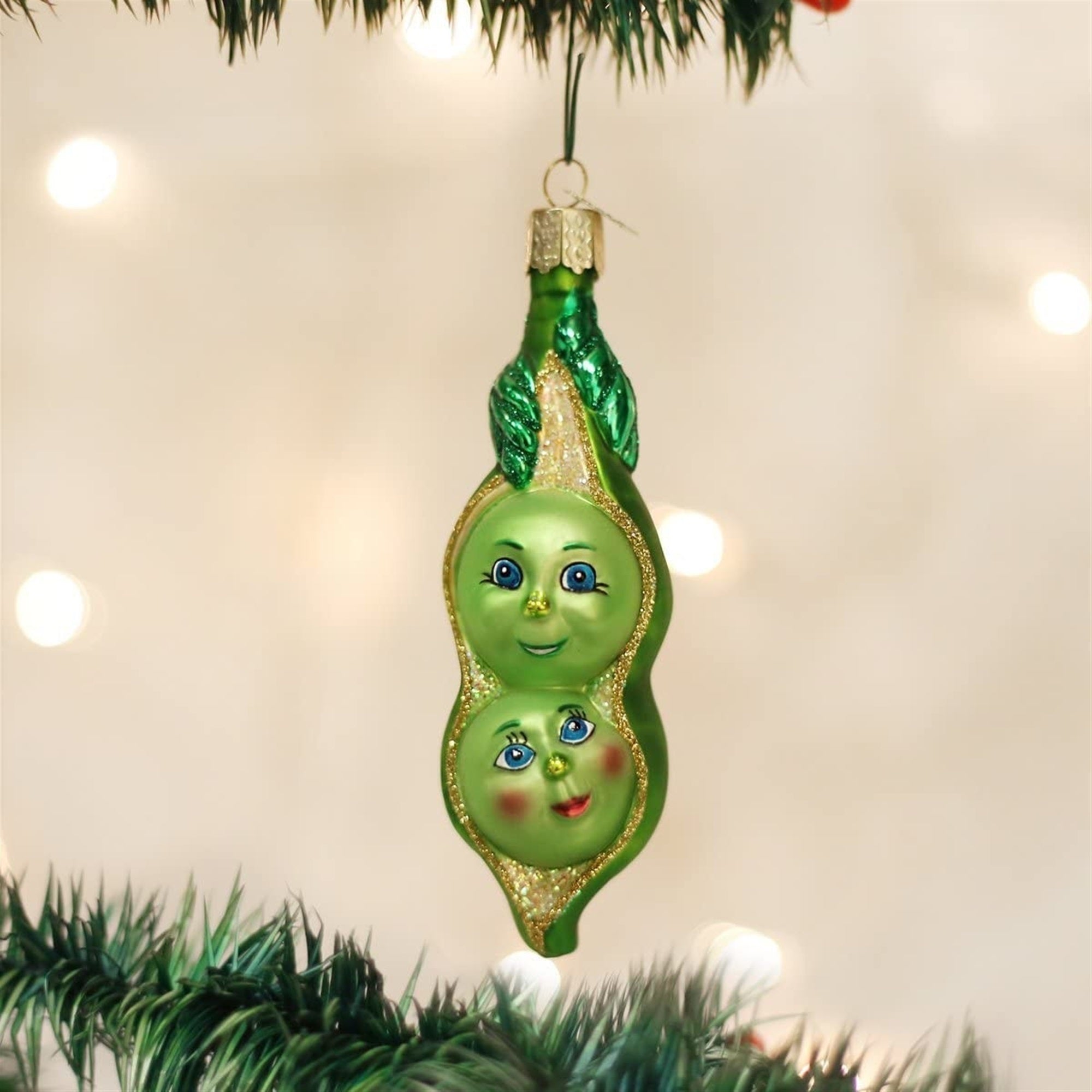 Old World Christmas 28041 Glass Blown Two Peas in a Pod Ornament