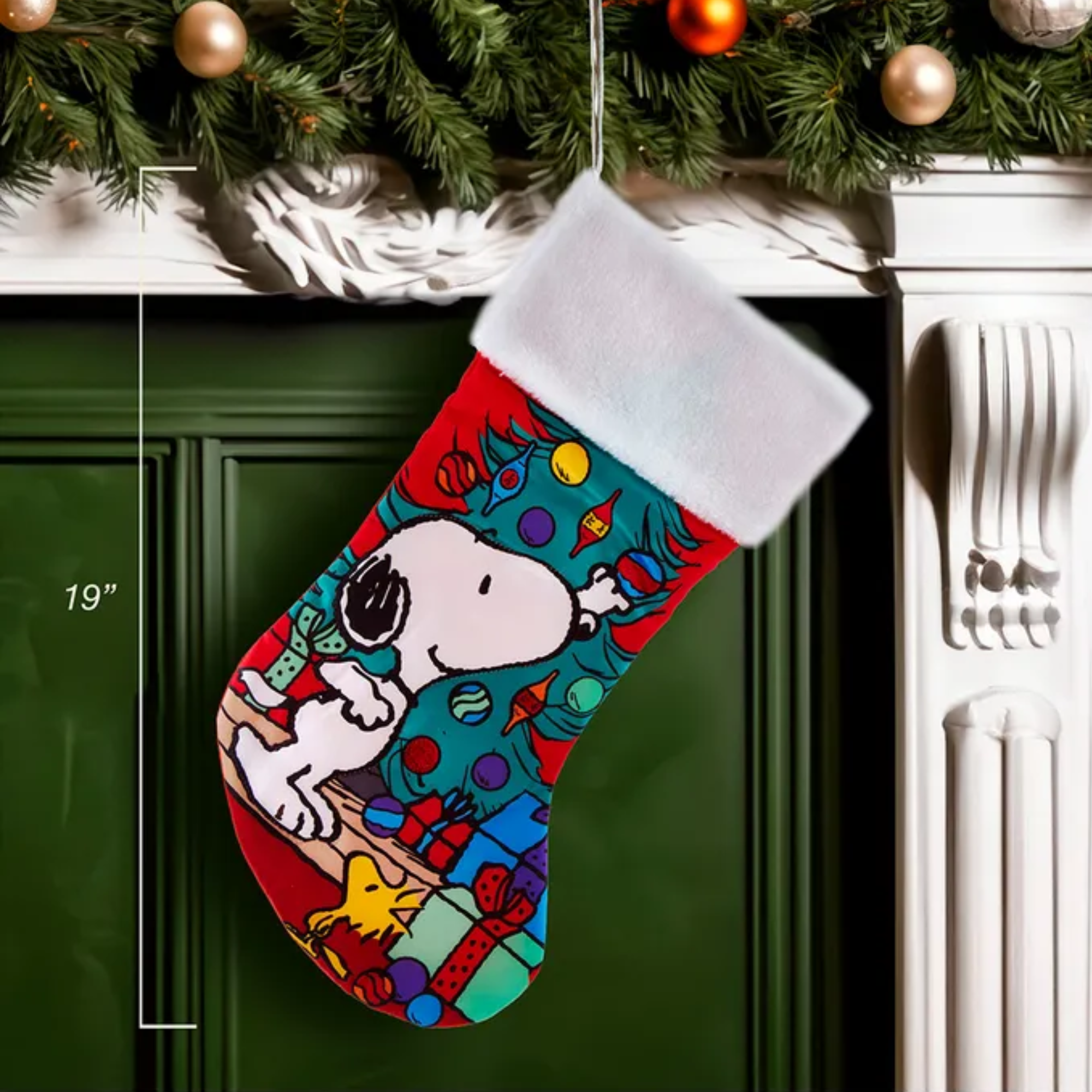 Kurt Adler Snoopy Christmas Tree Stocking, 19in