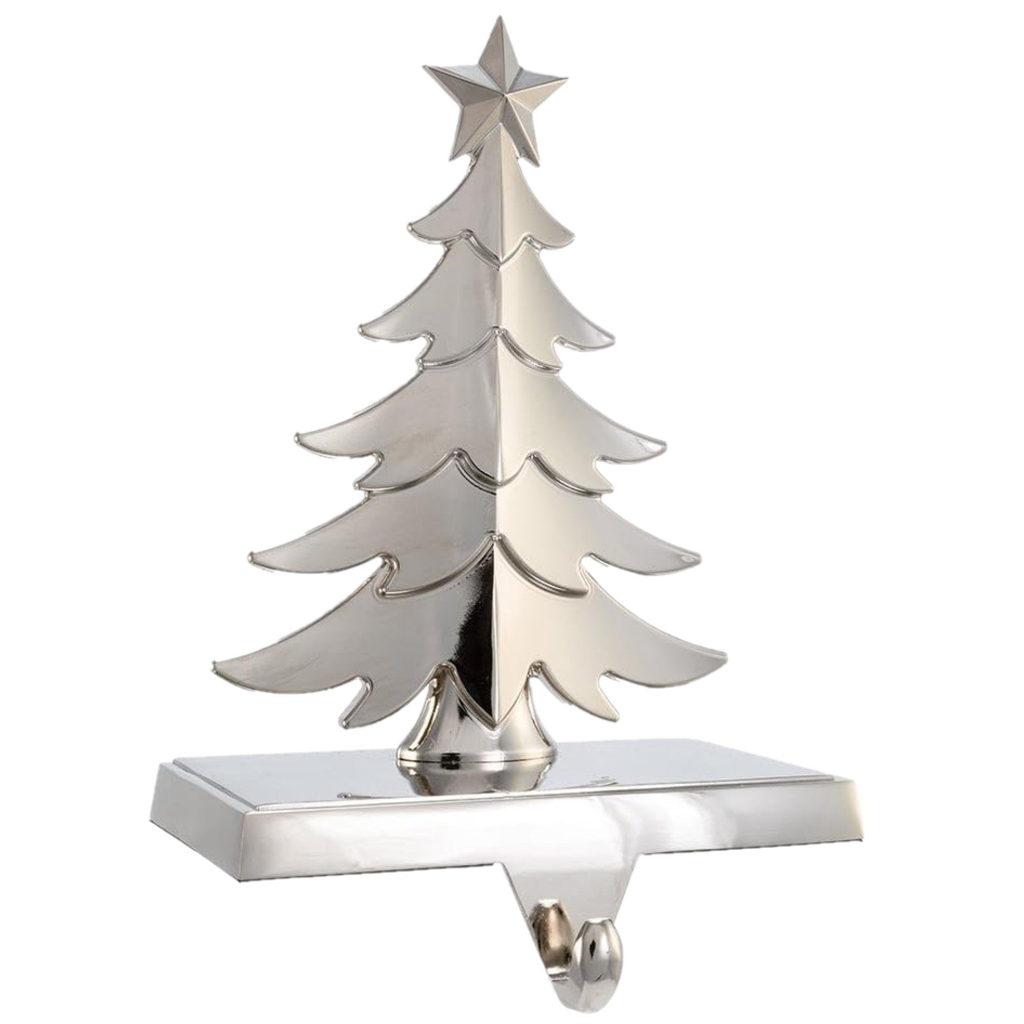 Kurt Adler Metal Christmas Tree Stocking Holder, Silver, 7in