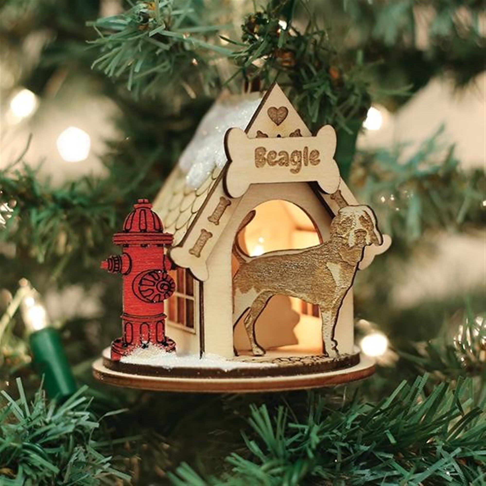 Old World Christmas K-9 Cottage Wooden Doghouse Ornament for Christmas Tree, Beagle
