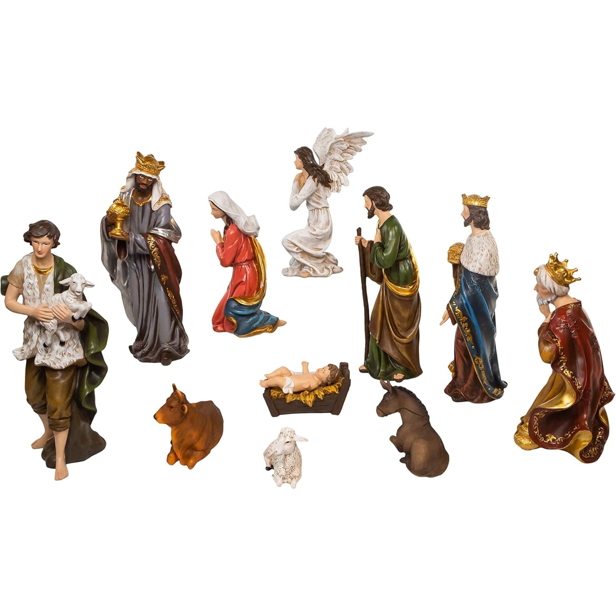 Kurt Adler Resin Nativity Figurine Table Pieces, 11-Piece Set