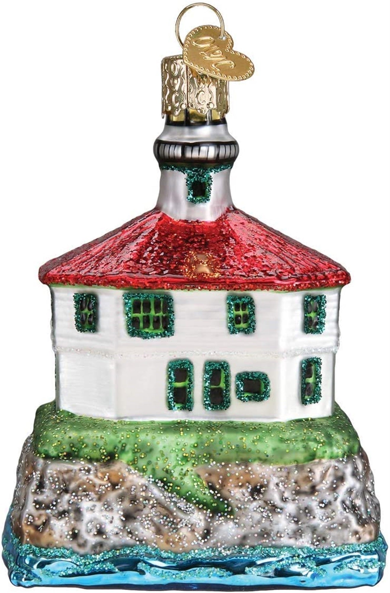 Old World Christmas Blown Glass Ornament for Christmas Tree, Eldred Rock Lighthouse