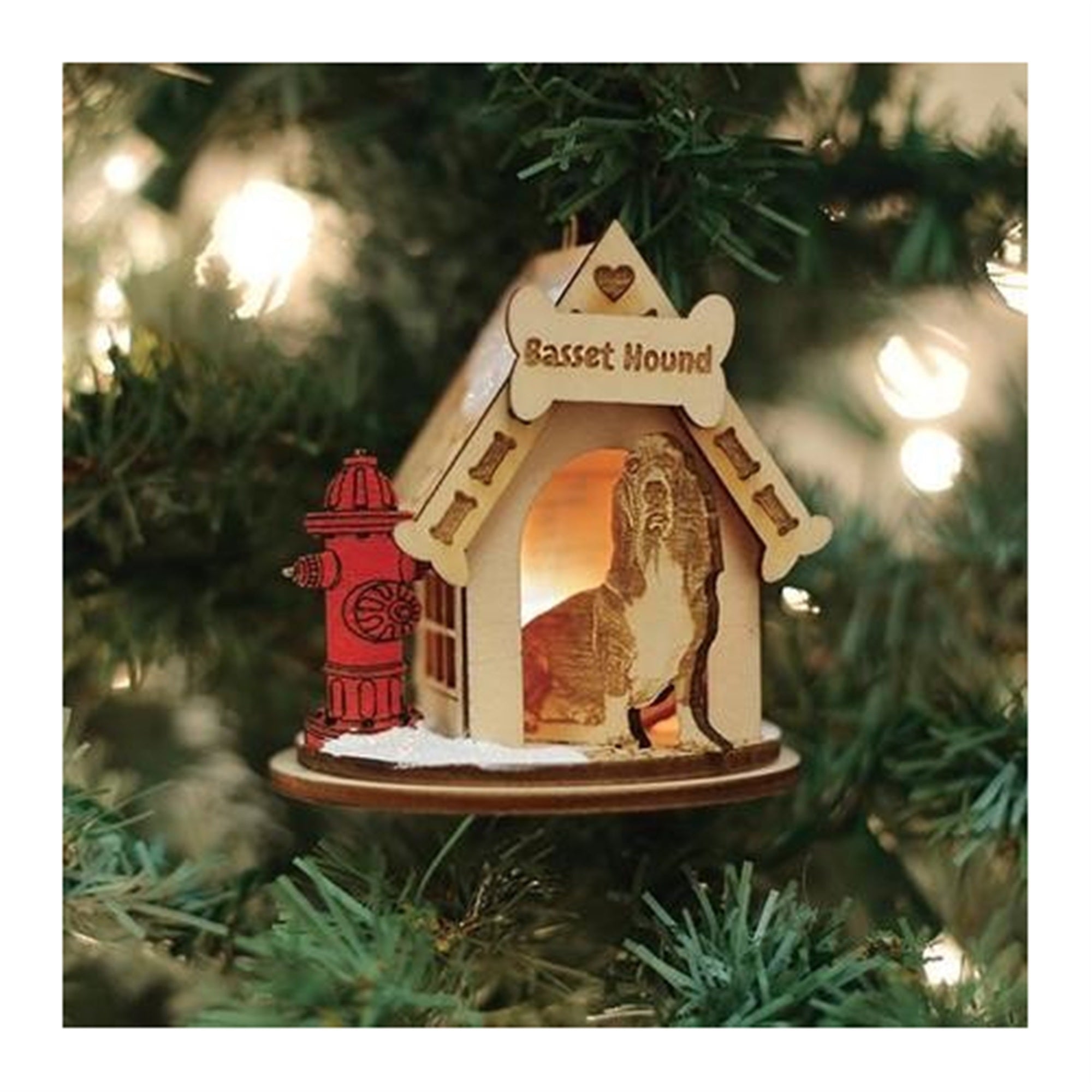 Old World Christmas Ginger Cottages Wooden Ornament for Christmas Tree, Basset Hound Doghouse