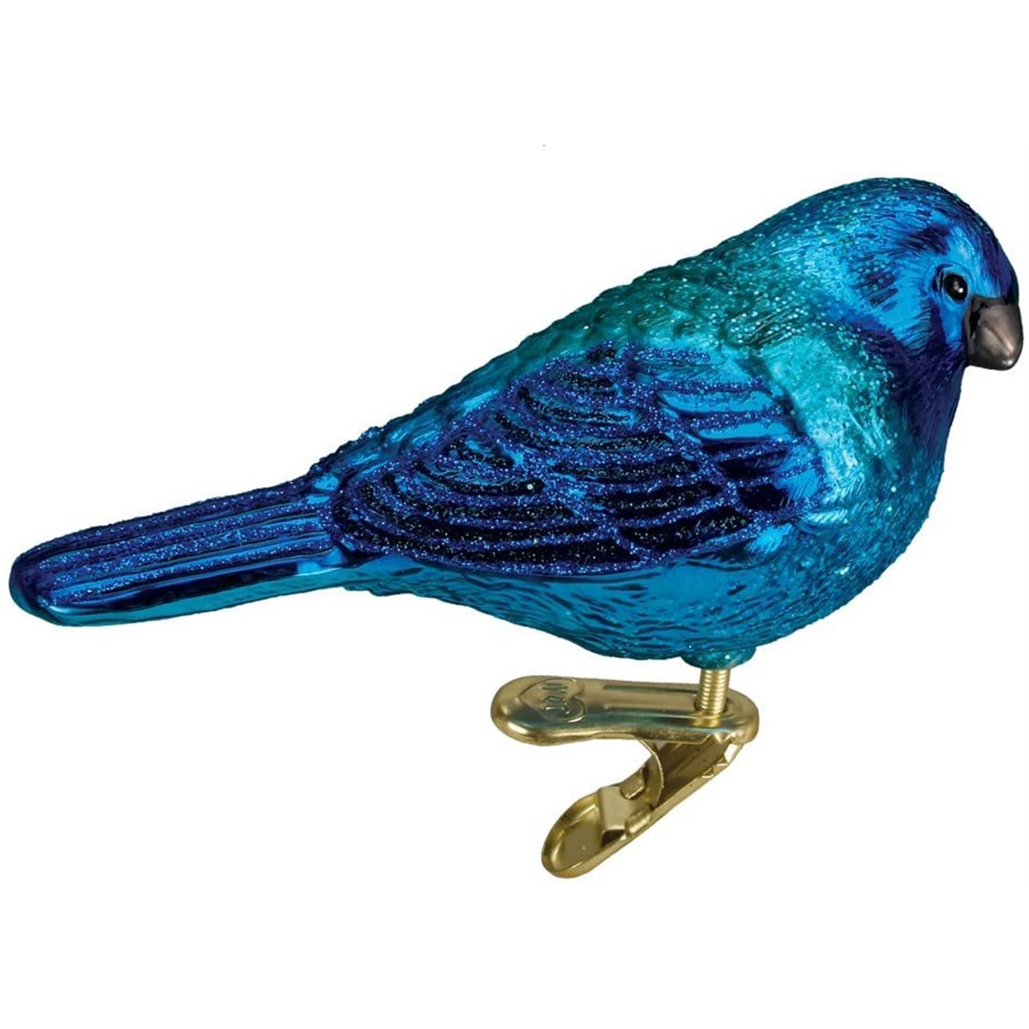 Old World Christmas Blown Glass Clip-On Ornament for Christmas Tree, Indigo Bunting