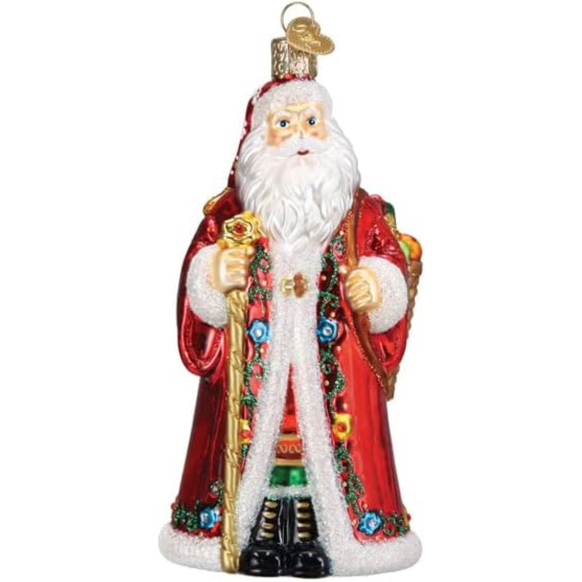 Old World Christmas Blown Glass Ornament for Christmas Tree, Norwegian Santa (with OWC Gift Box)