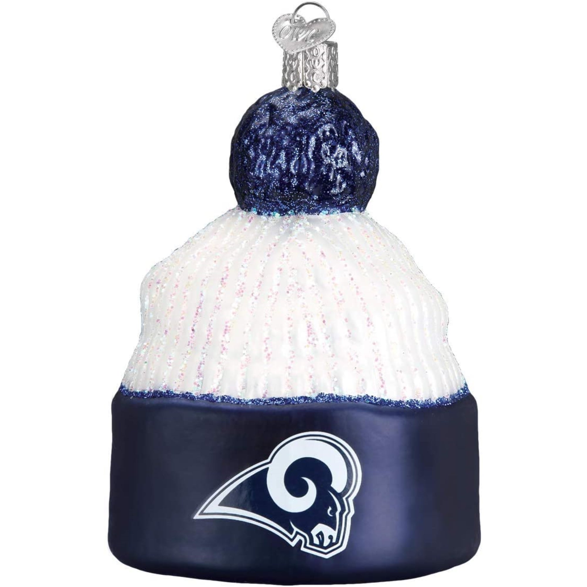 Old World Christmas Blown Glass Ornament for Christmas Tree, Los Angeles Rams Beanie