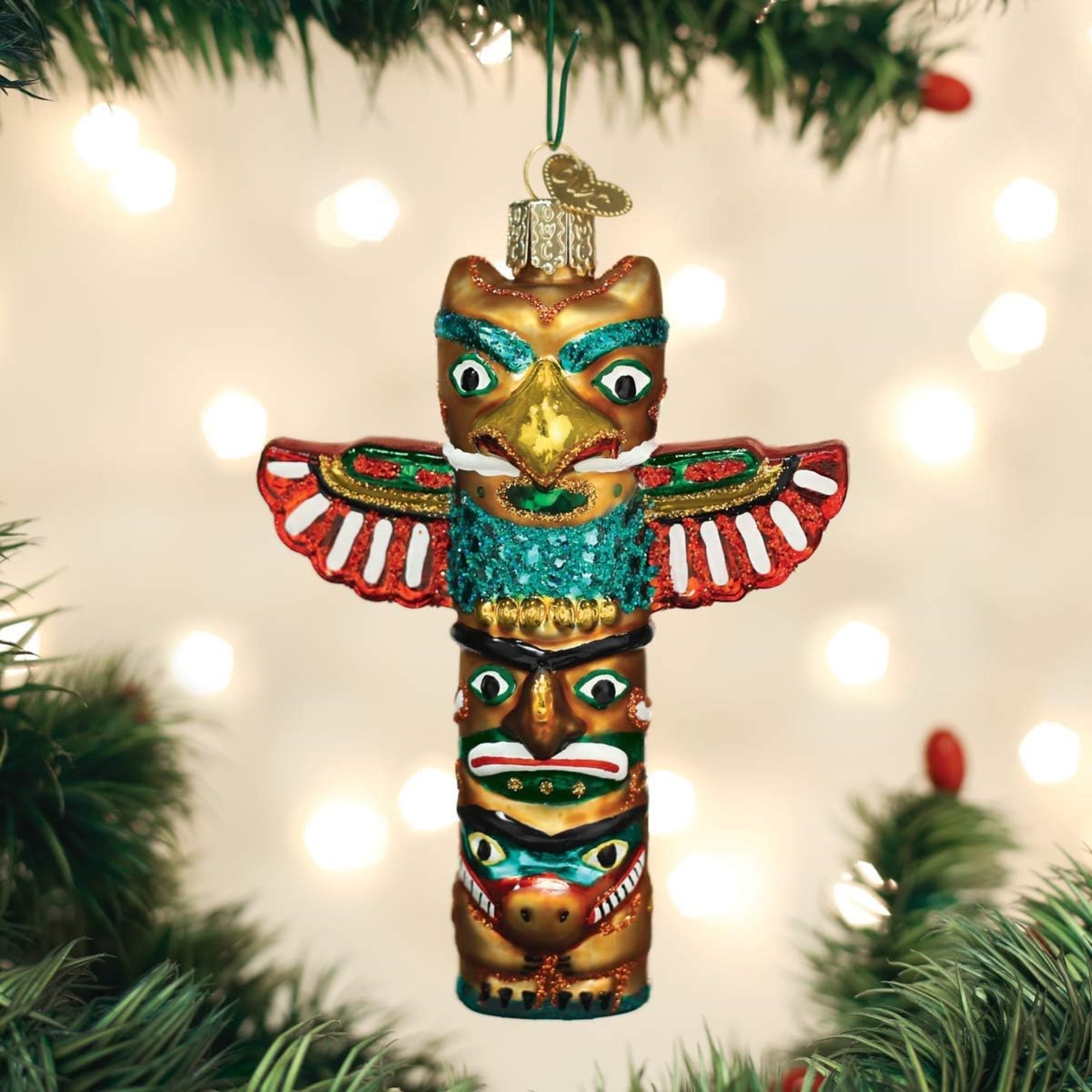 Old World Christmas Blown Glass Ornament for Christmas Tree, Totem Pole (with OWC Gift Box)