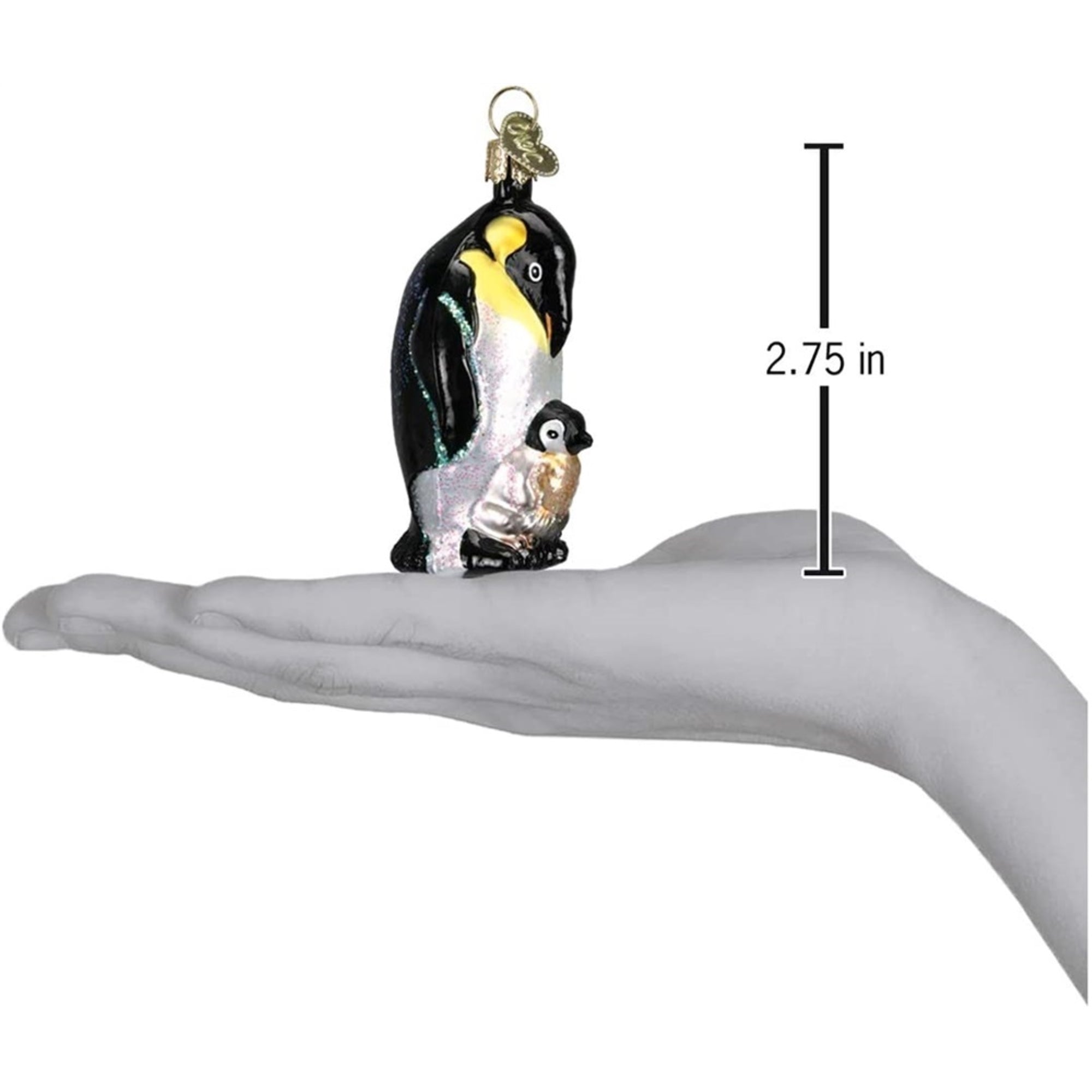 Old World Christmas Blown Glass Ornament for Christmas Tree, Emperor Penguin with Chick