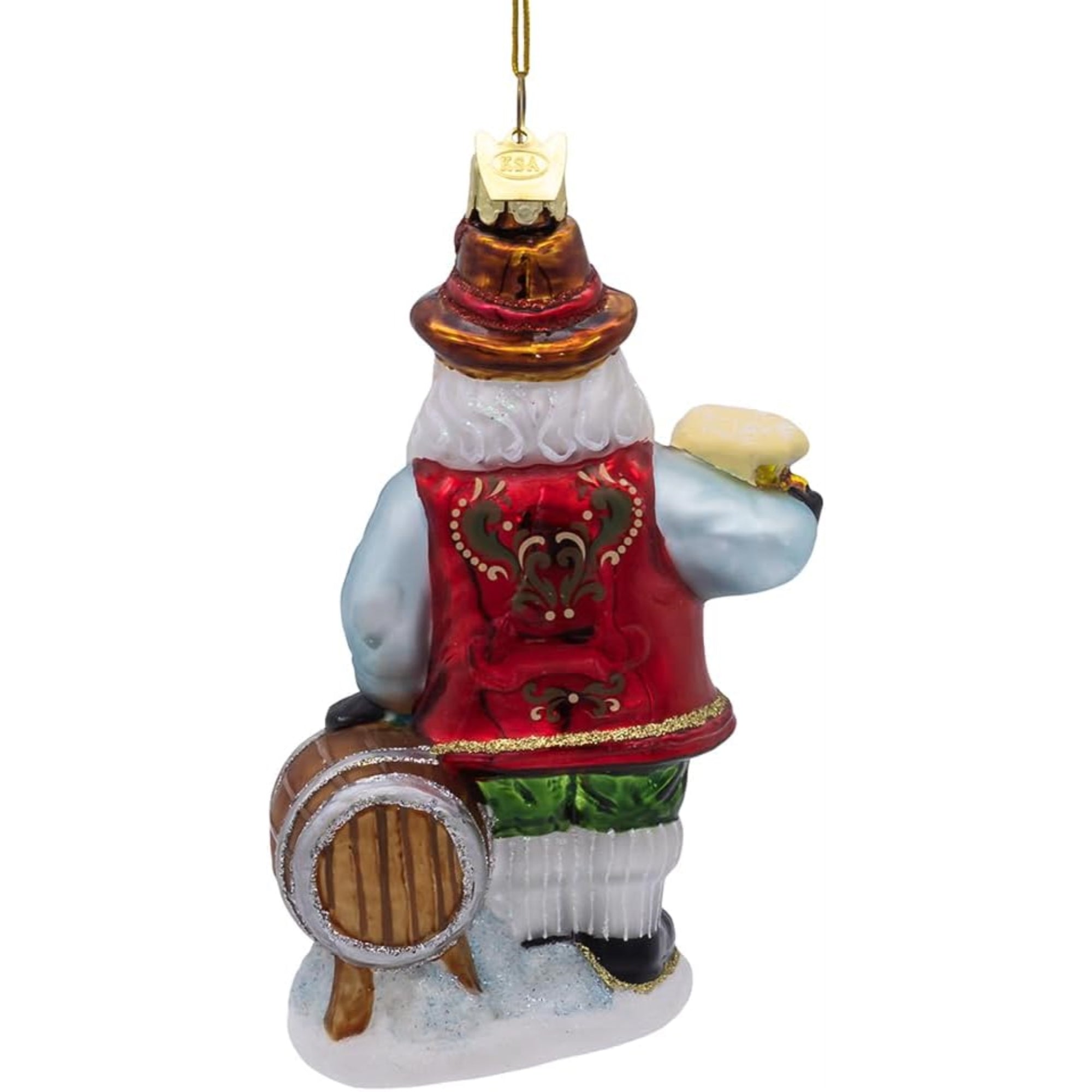 Kurt Adler Nobel Gems Collection Glass Christmas Ornament, German Beer Santa