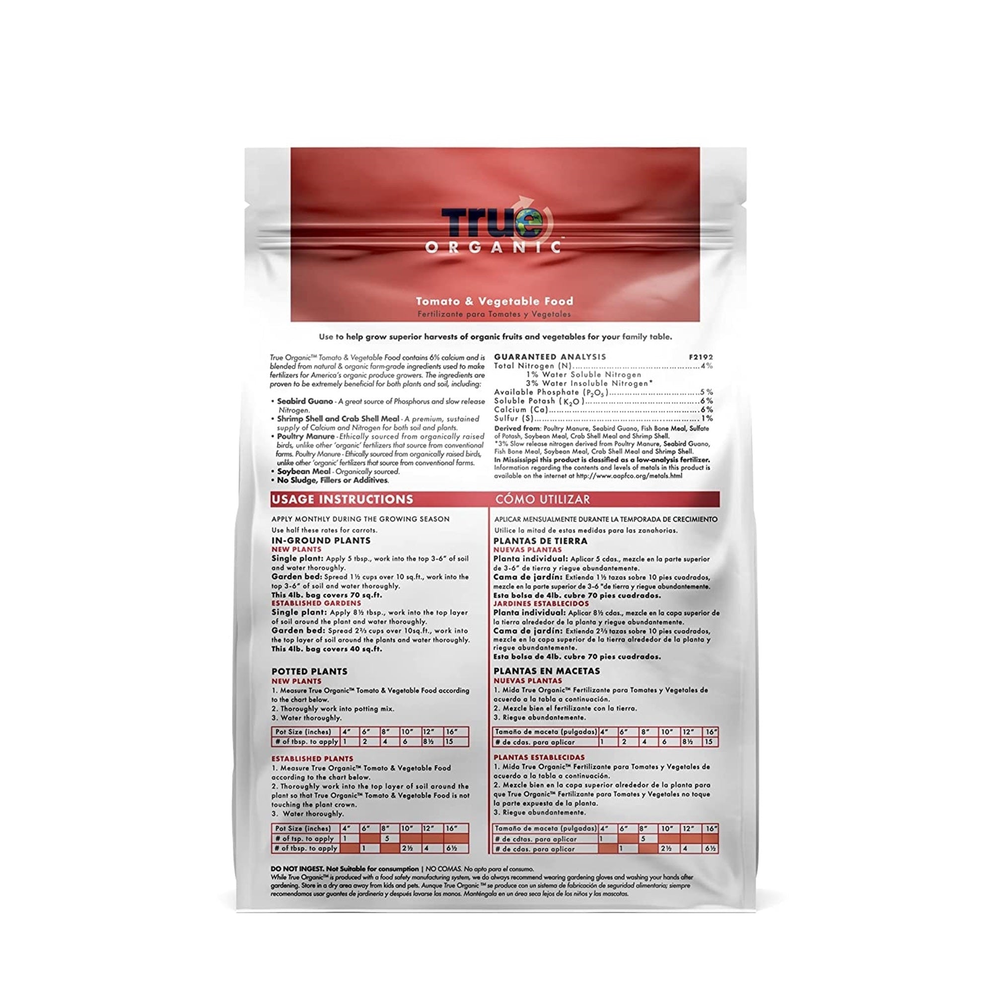 TRUE Organic Tomato & Vegetable Plant Food for Organic Gardening