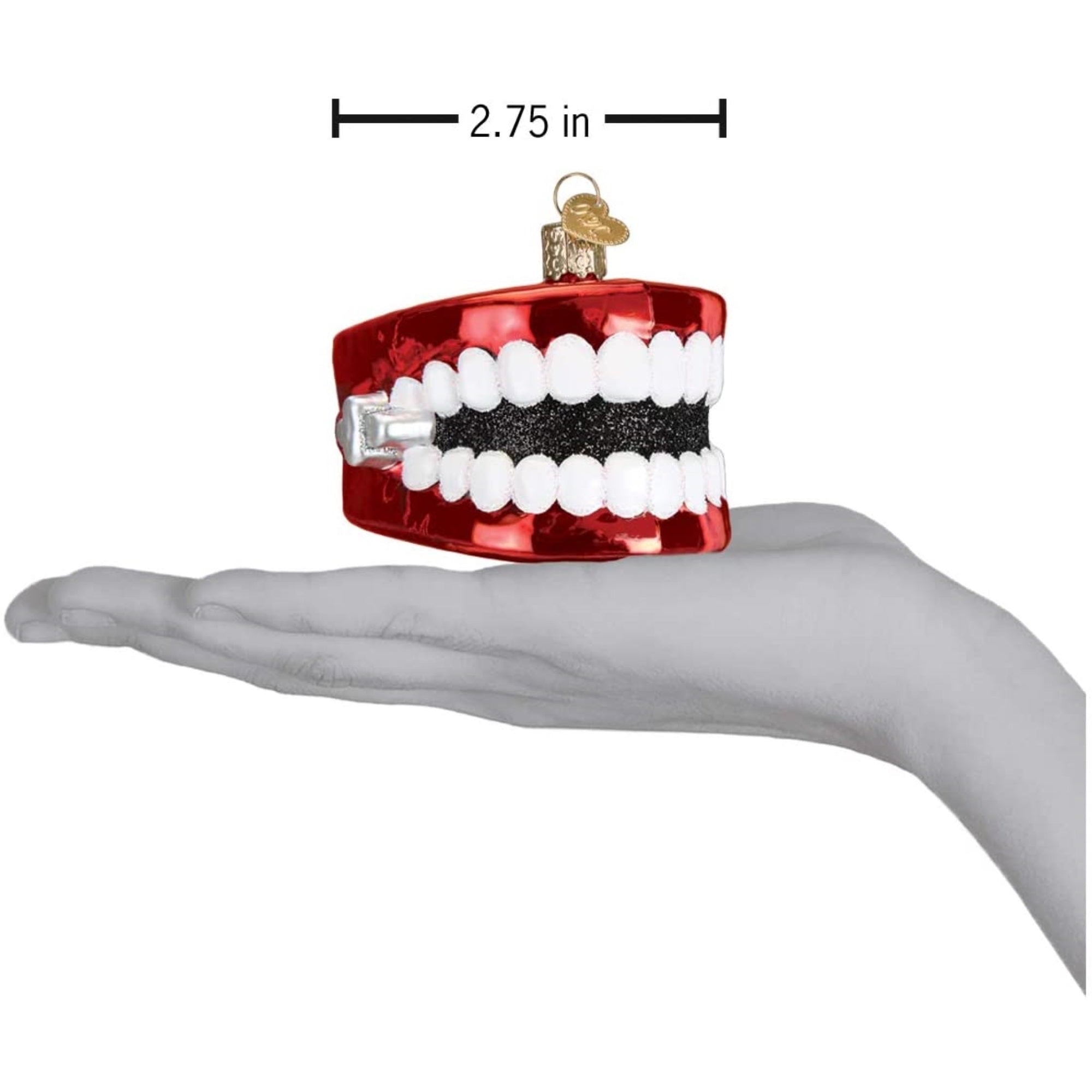 Old World Christmas Blown Glass Ornament for Christmas Tree, Wind Up Teeth