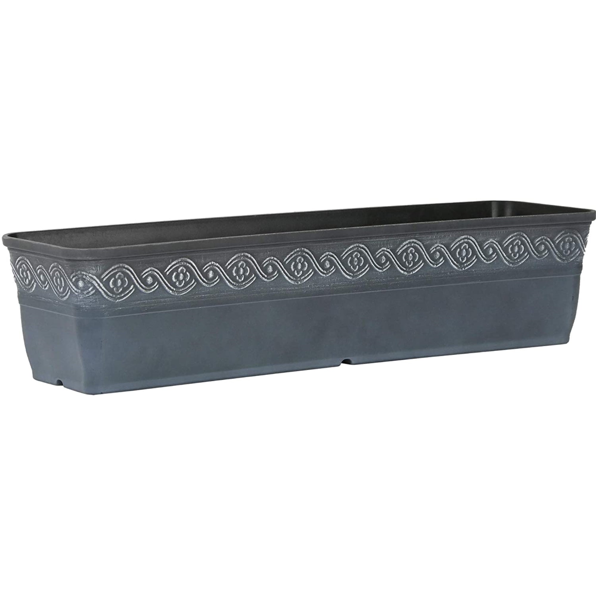 Classic Home and Garden Corinthian Resin Flower Pot Rectangle Planter, 18"