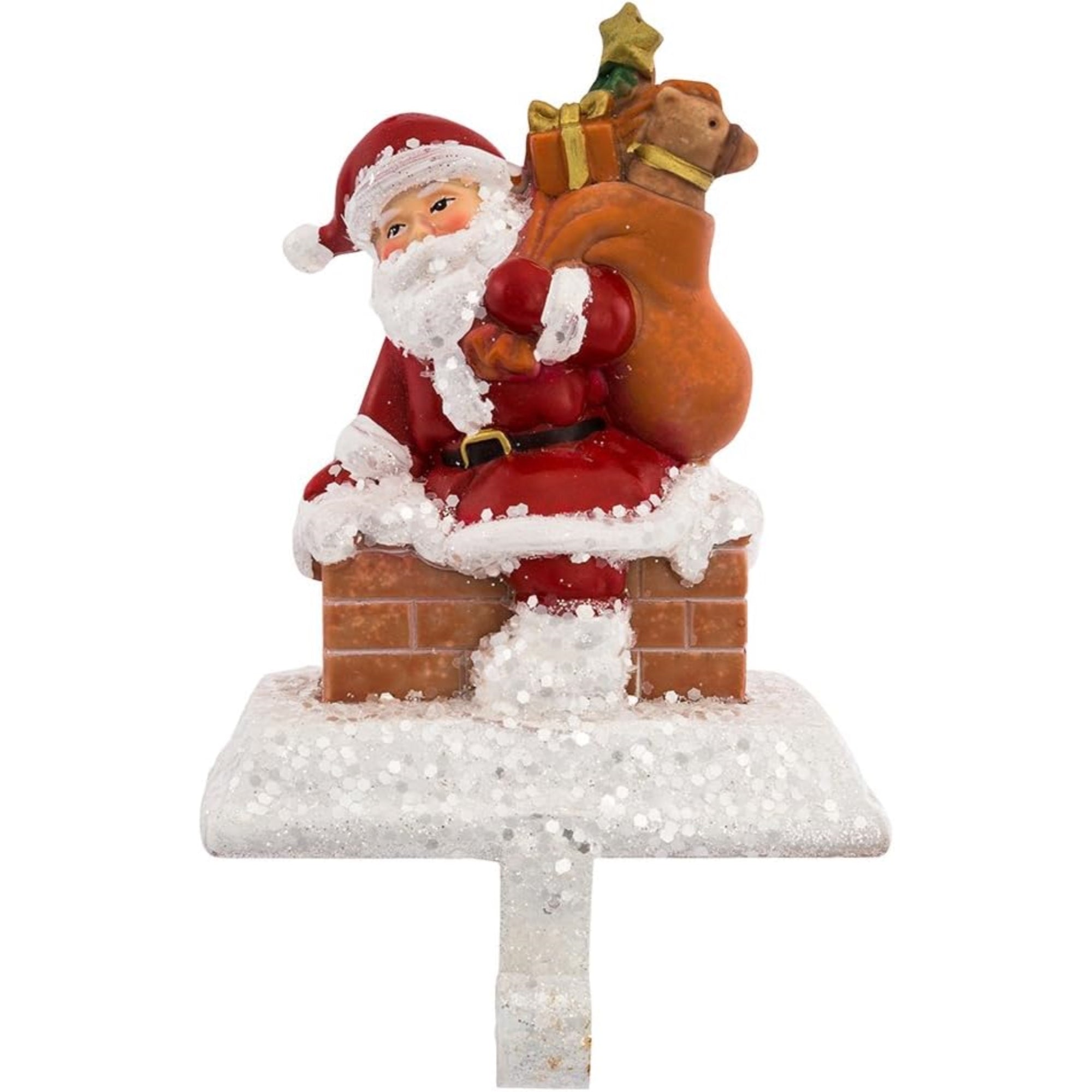 Kurt Adler Santa with Gift Box Stocking Hanger, 6.5in