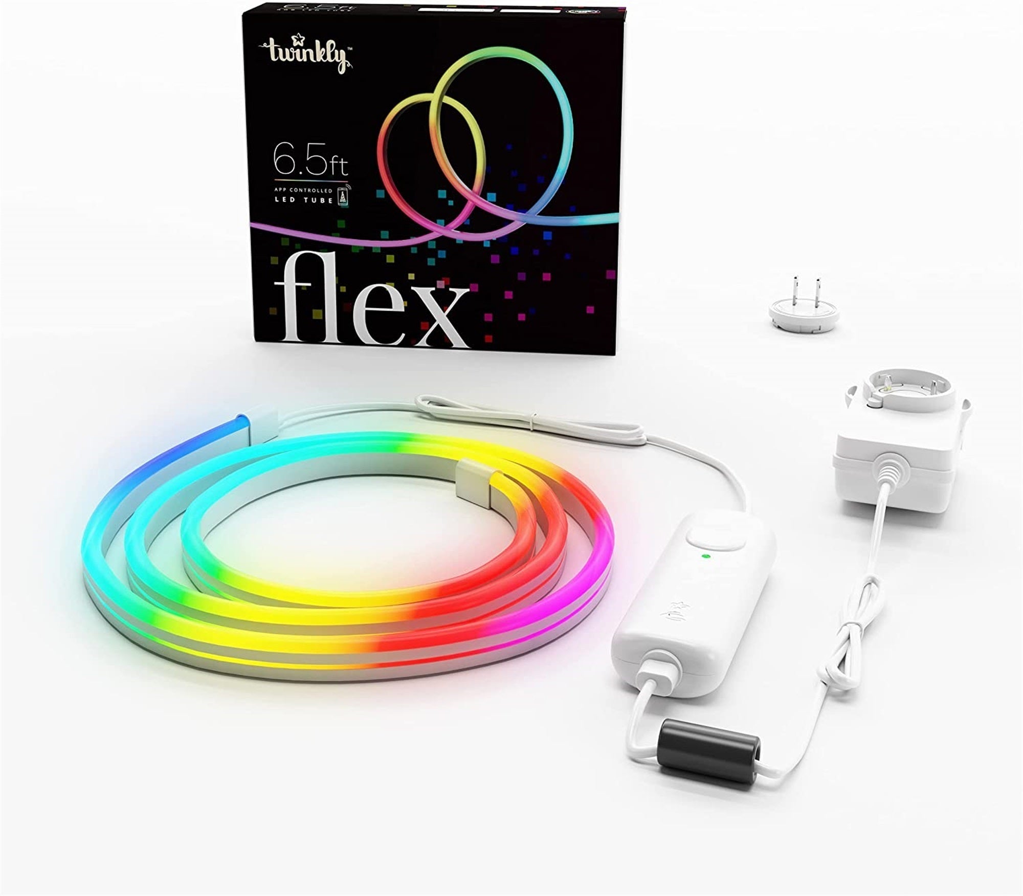 Twinkly Flex App Controlled Flexible White Wire Light Tube Indoor Smart Home Lighting Decoration, Multicolor LED