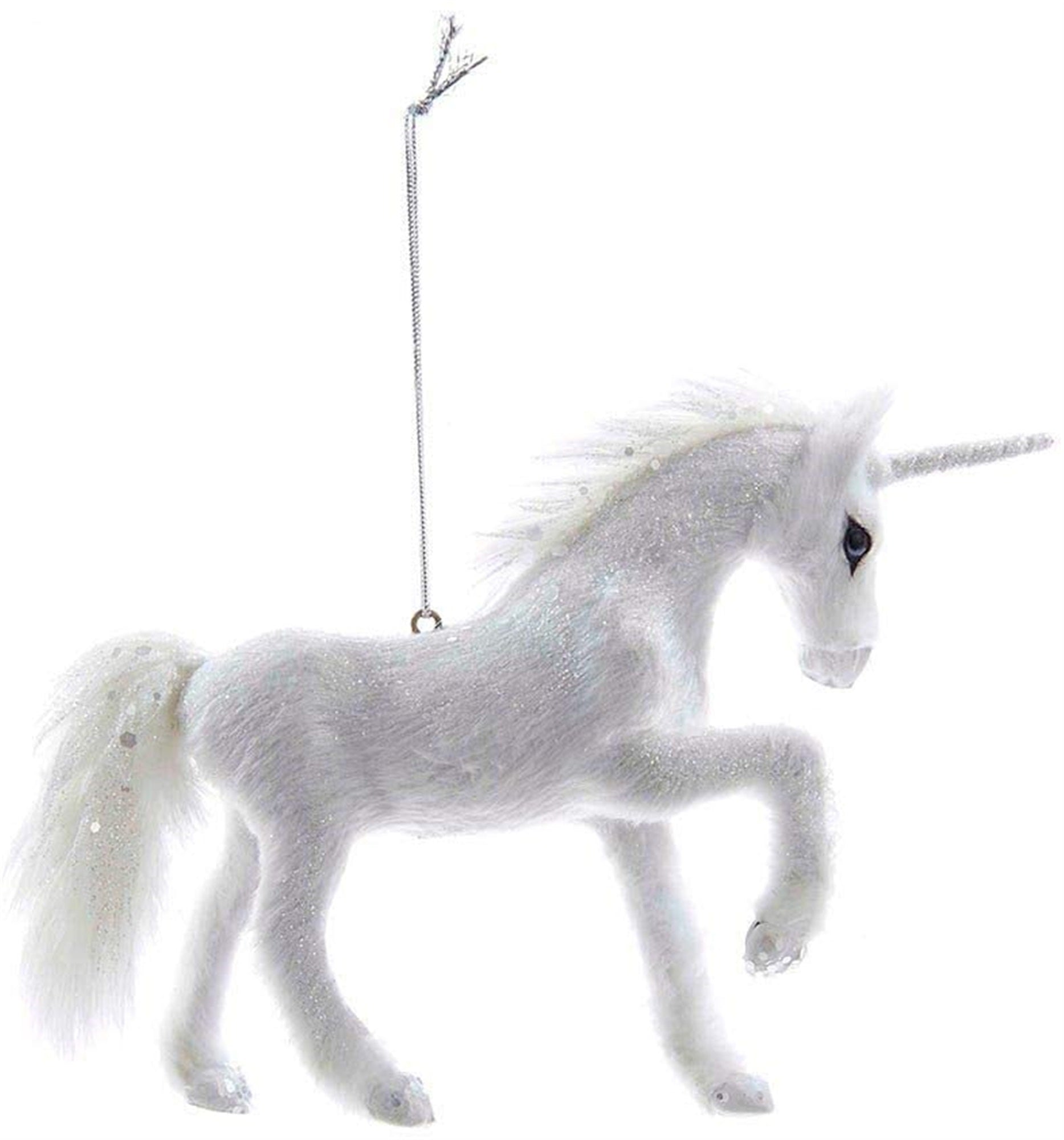 Kurt Adler Plush Ornament for Christmas Tree, White Unicorn