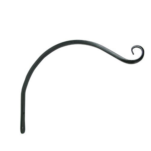 Hookery Black Powder-Coated Square Steel Curved Hanger Bracket with Upturned Hook — 12"