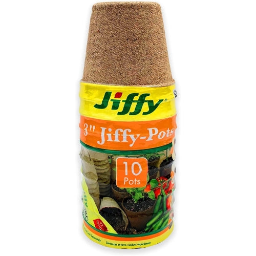 Jiffy 3″ Round Biodegradable Peat Seed Starter Pots — OMRI-Listed (Pack of 10)