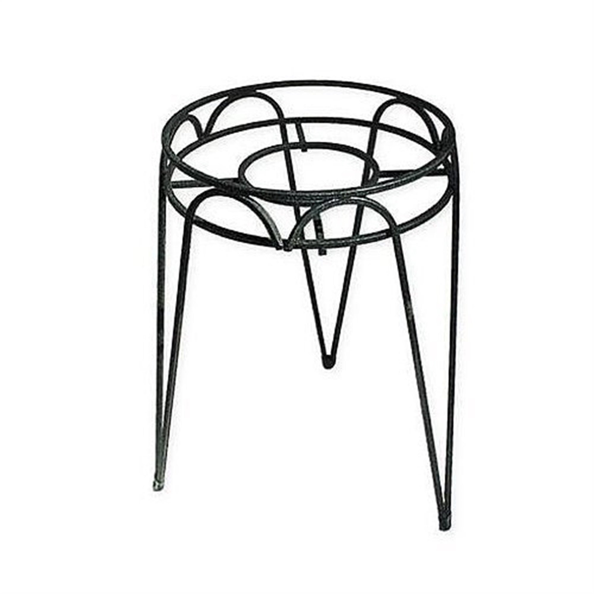 Border Concepts Wrought Iron Hampton Round Plant Stand, Black, 21in