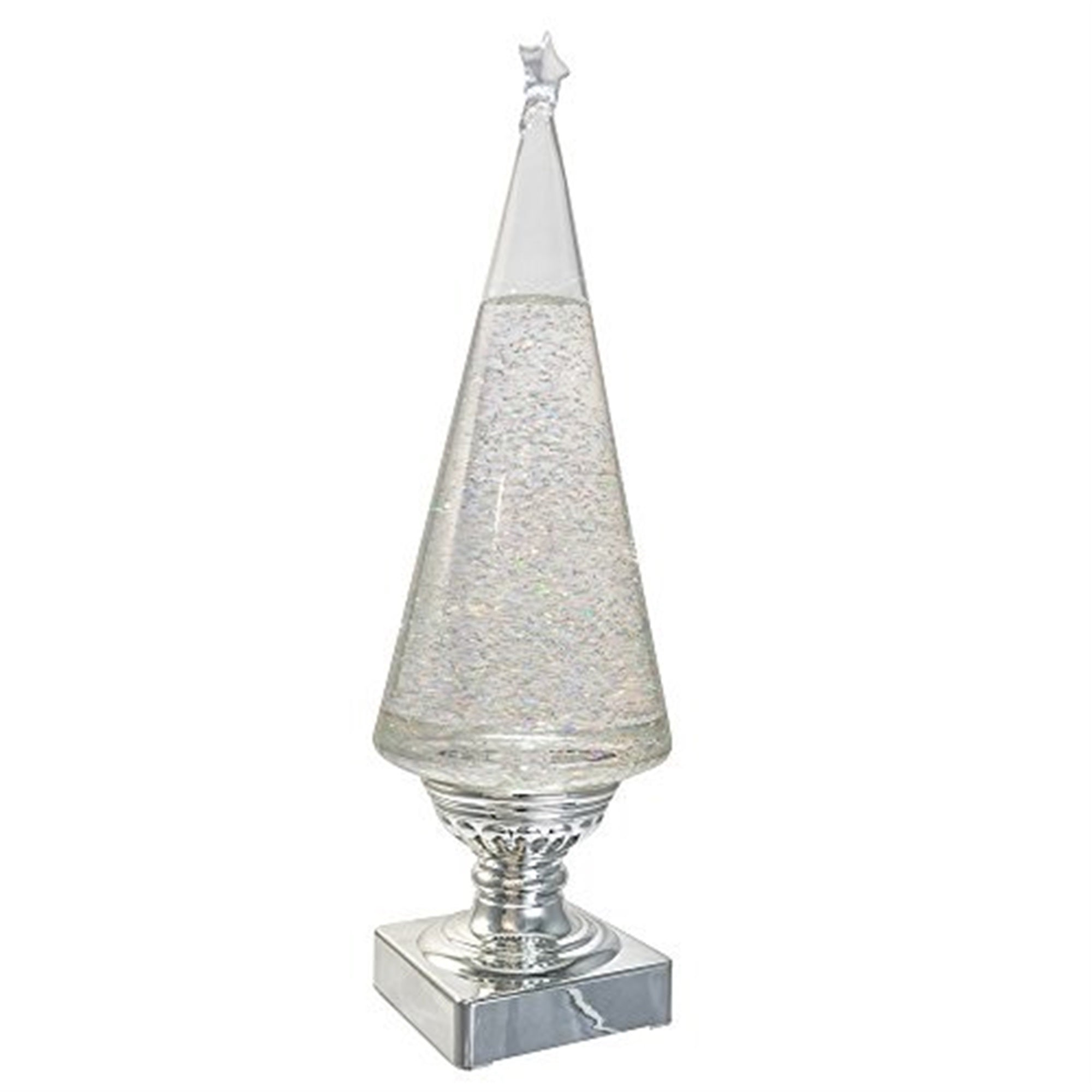 Kurt Adler Indoor Battery-Operated LED Lighted Tabletop Decoration, Christmas Tree, Silver, 14"