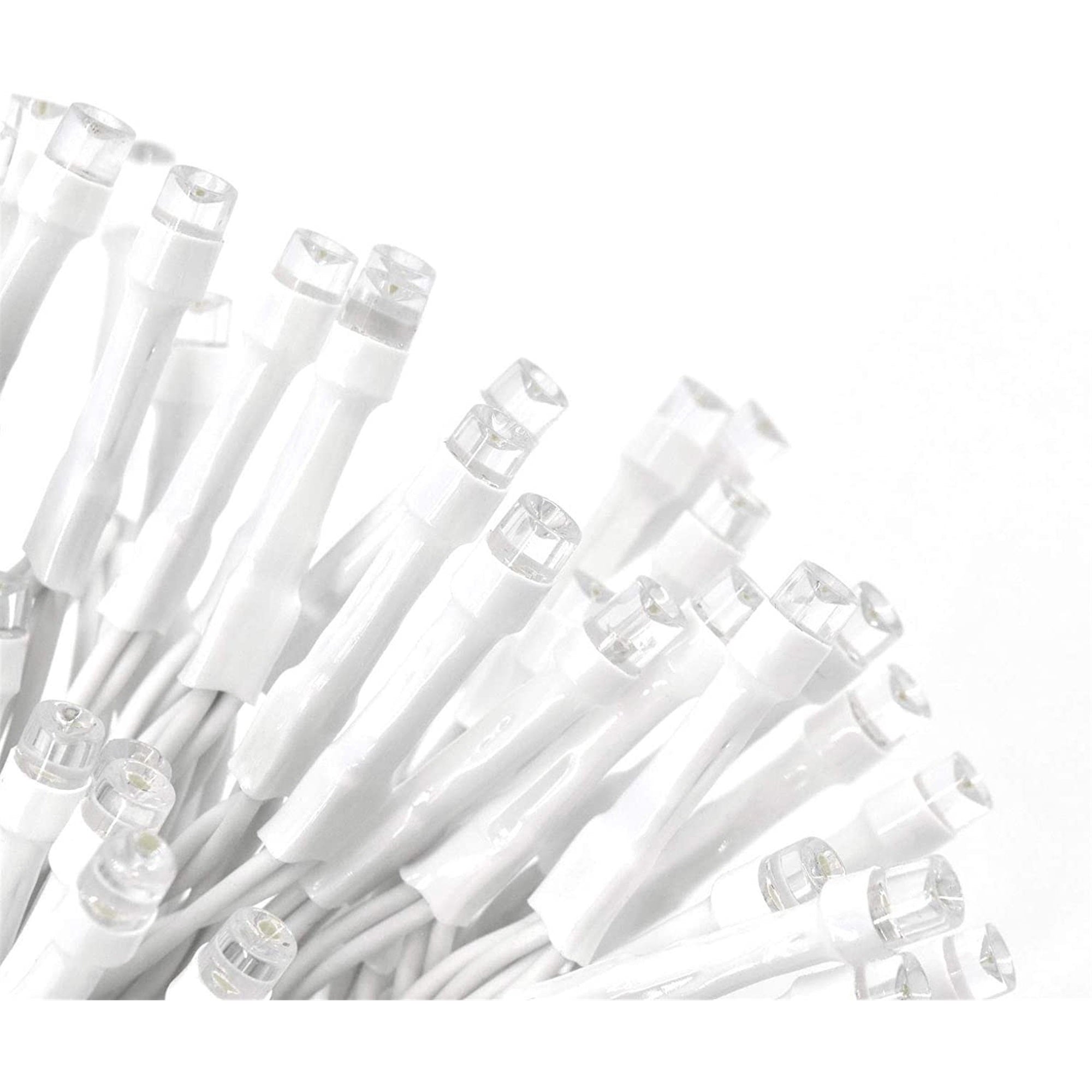 ProductWorks Indoor/Outdoor 300 LED-Micro Bulbs String Light Set with 8-Light Modes and Cord Reel, Cool White, 60ft