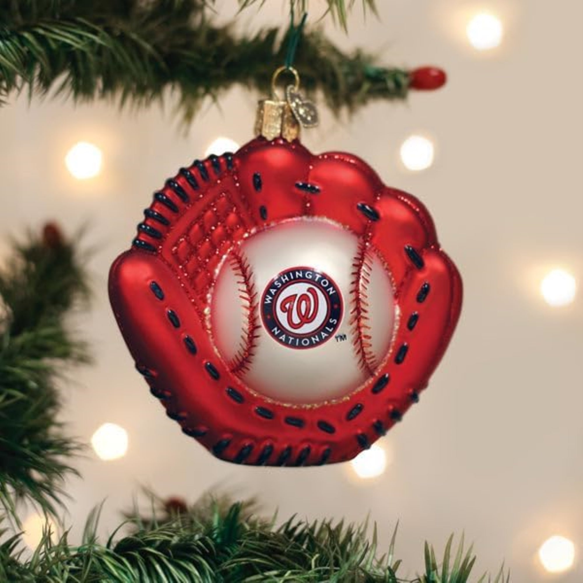 Old World Christmas Blown Glass Ornament for Christmas Tree, Washington Nationals Baseball Mitt