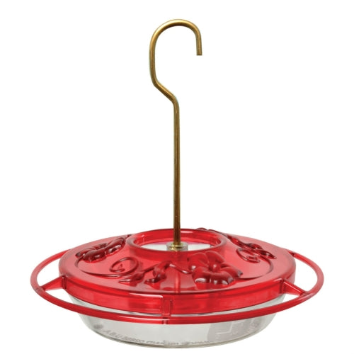 Aspects Little Fancy Red Hummingbird Feeder — 3 Feeding Ports & Ant Moat — 8 oz