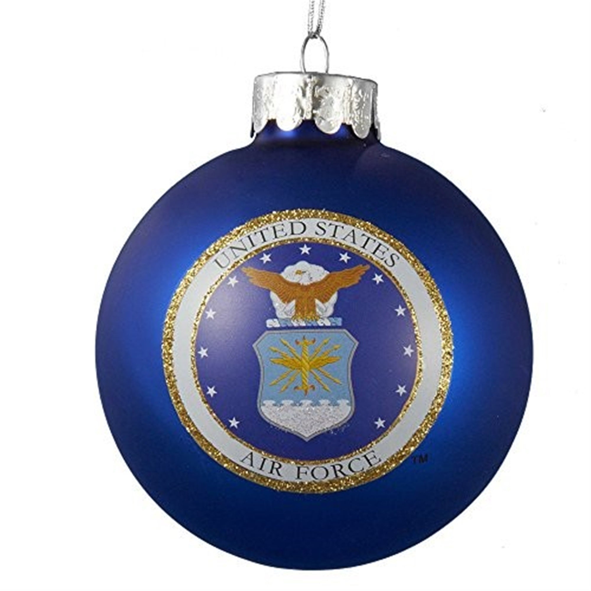 Kurt Adler Two-Sided Glass Ball Ornament, United States Navy Emblem, 3"
