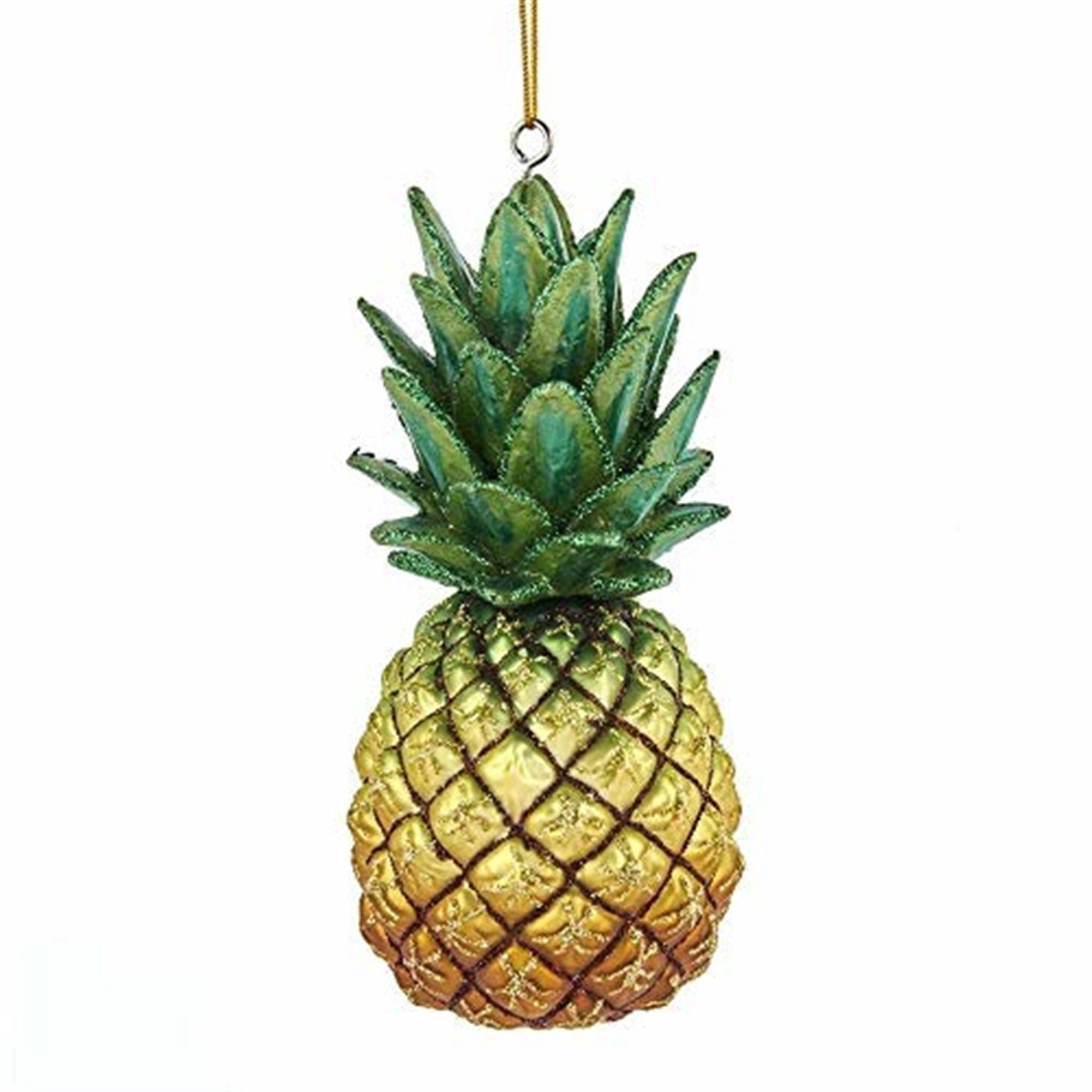 Kurt Adler Noble Gems Glass Ornament for Christmas Tree, Yellow Pineapple