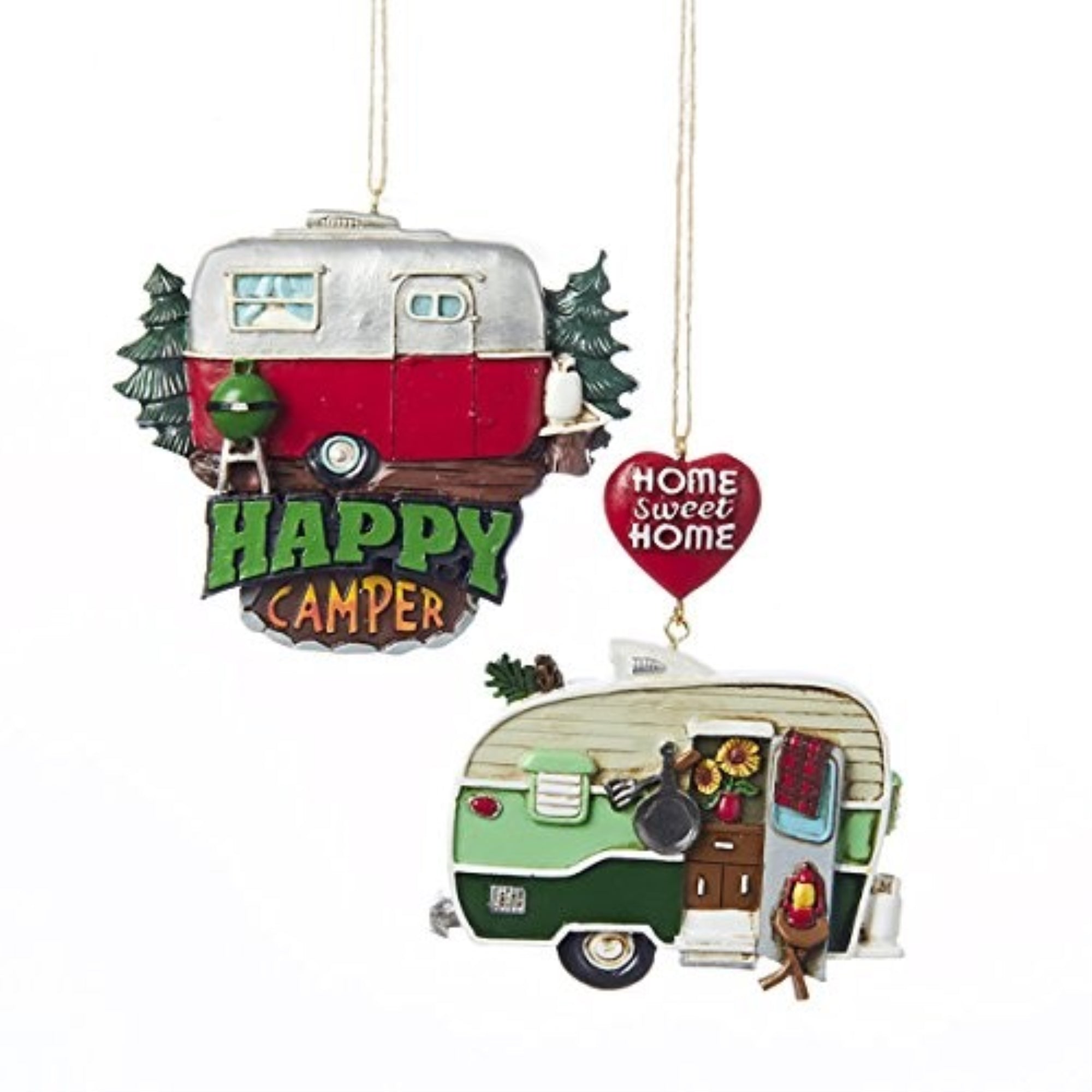 Kurt Adler Home Sweet Home & Happy Camper Christmas Ornaments, Pack of 2