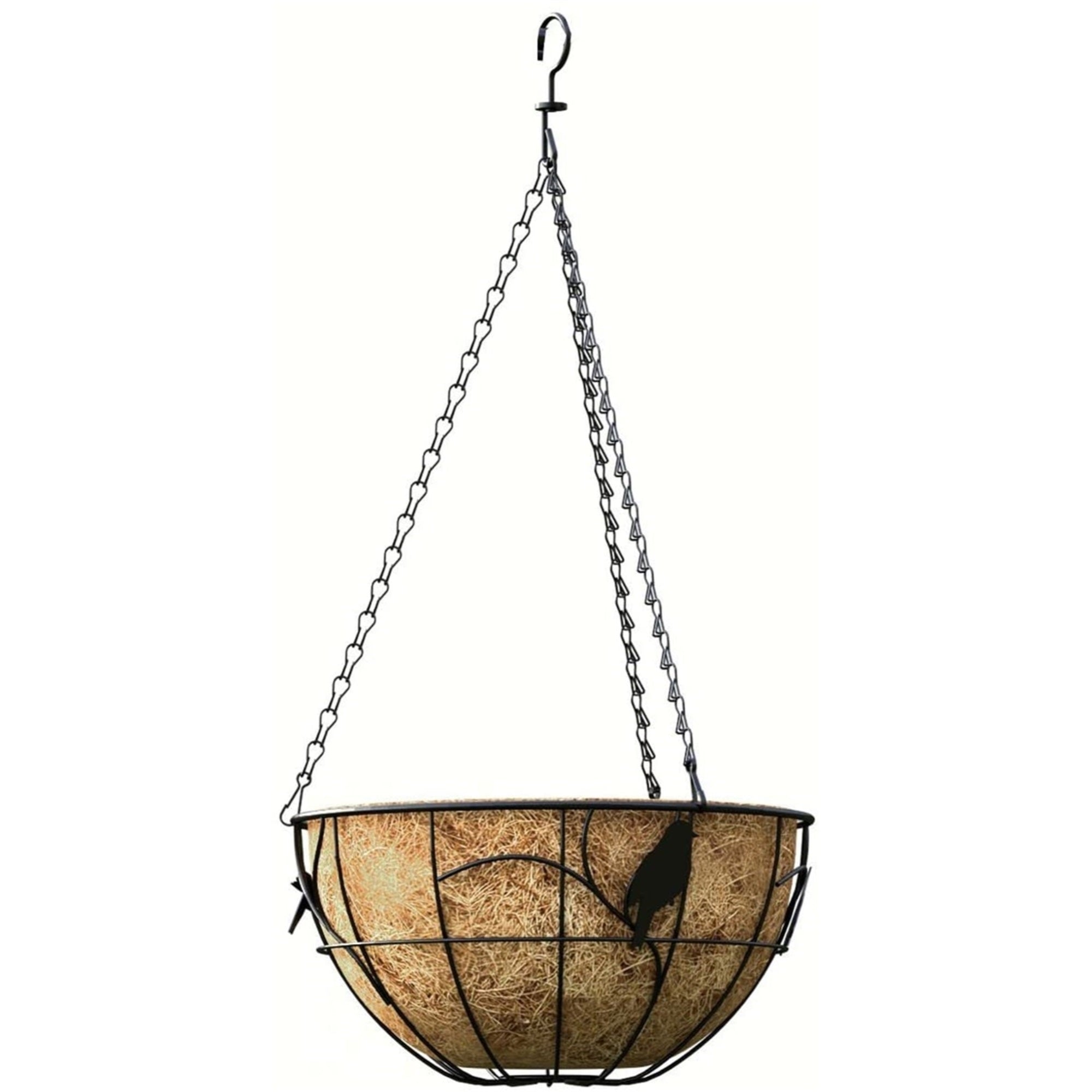 Panacea Coco Liner Hanging Bird Basket, Black, 14