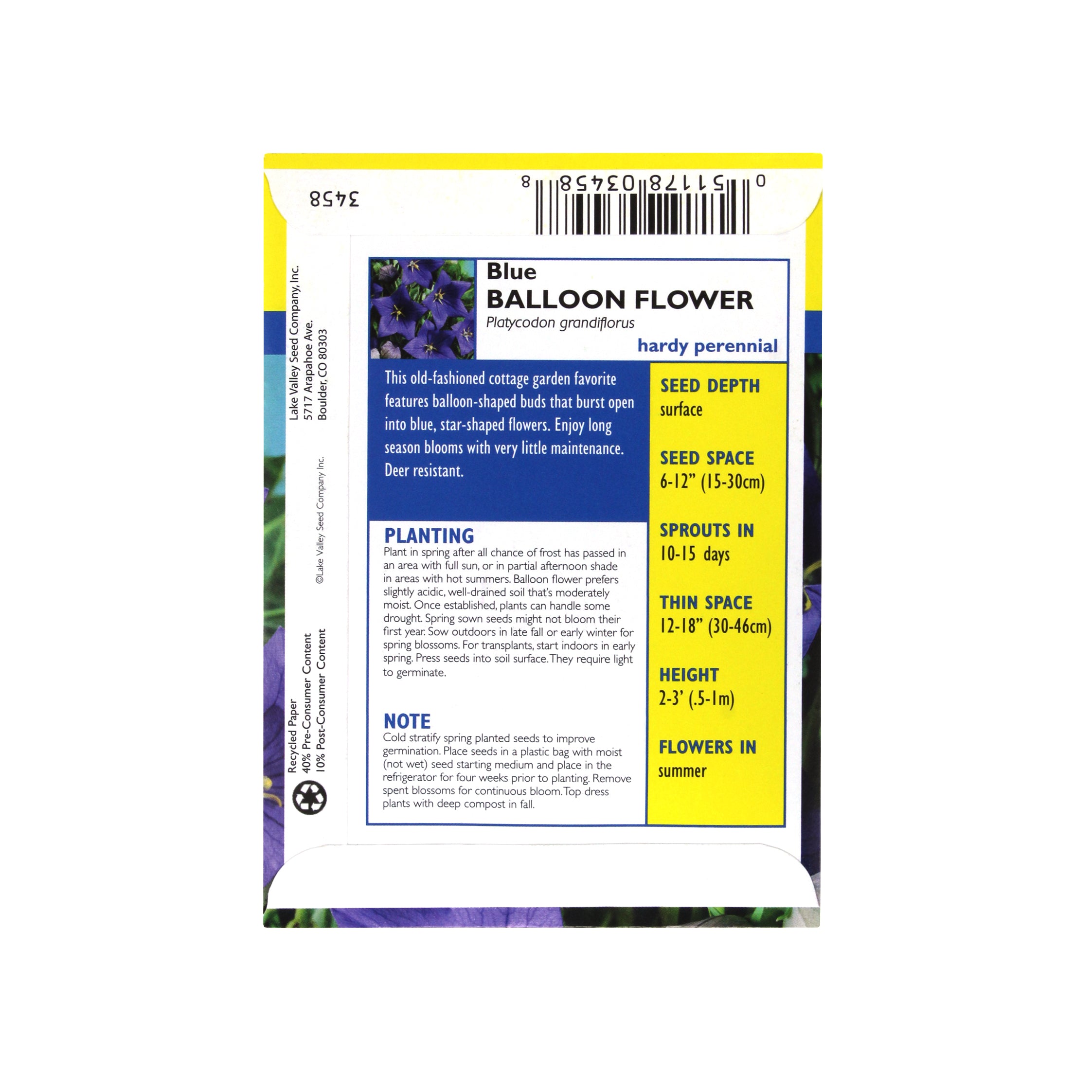 Lake Valley Seed: Balloon Flower Blue Heirloom Flower