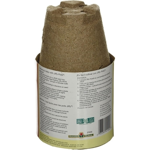 Jiffy 4″ Round Biodegradable Peat Seed Starter Pots — OMRI-Listed (Pack of 6)