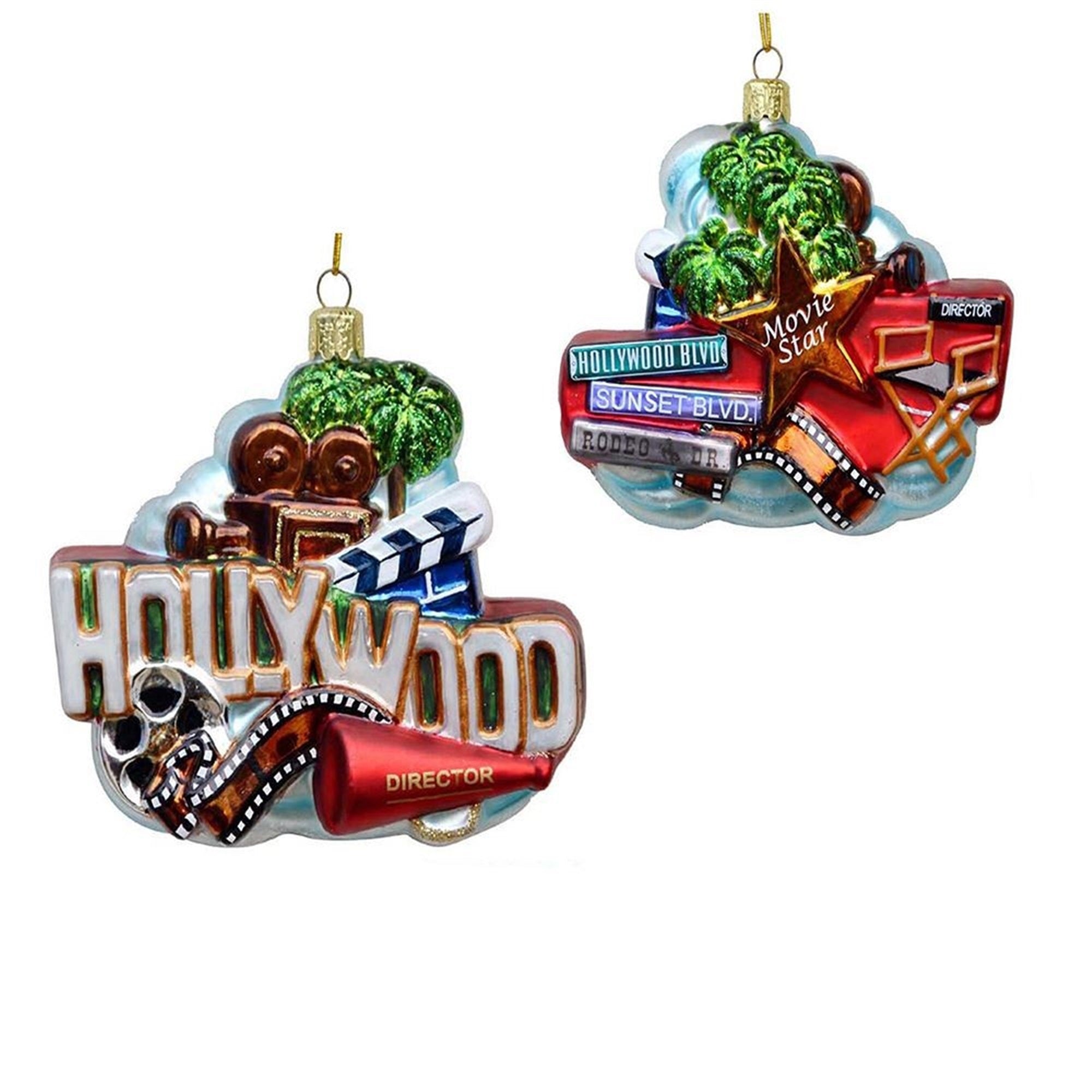 Kurt Adler Glass Hollywood Sign Ornament, 5-Inch