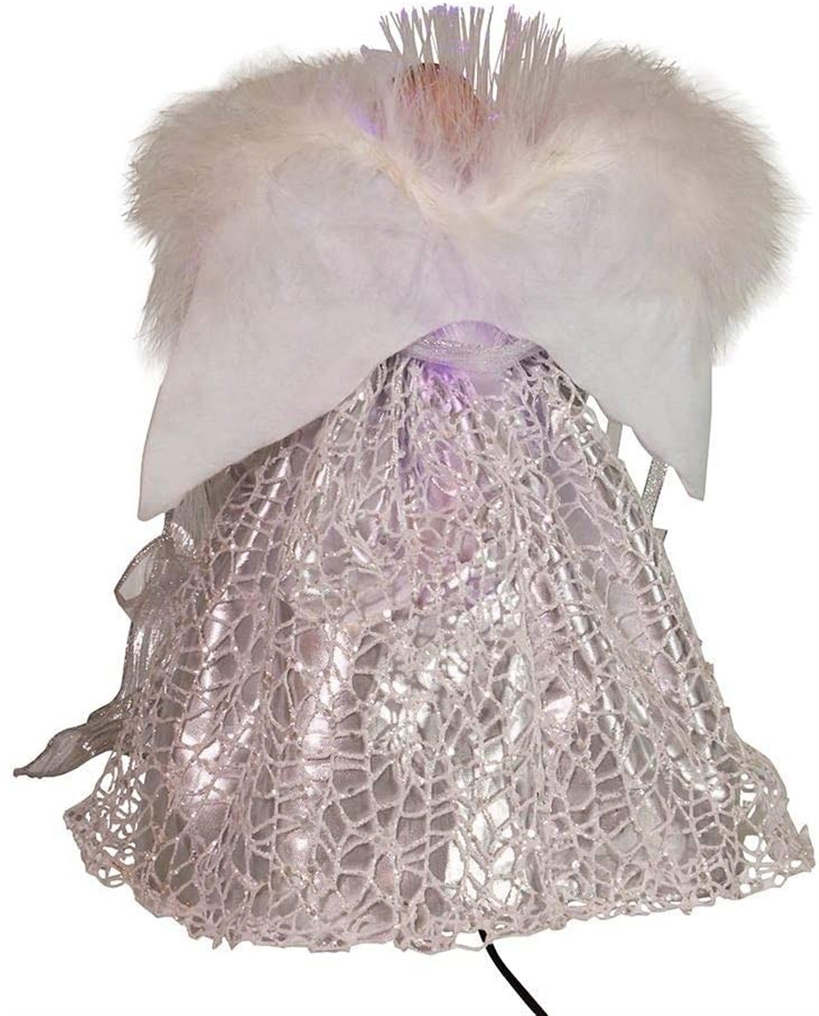 Kurt S. Adler Fiber Optic LED Silver Angel Treetop Tree Topper, 12