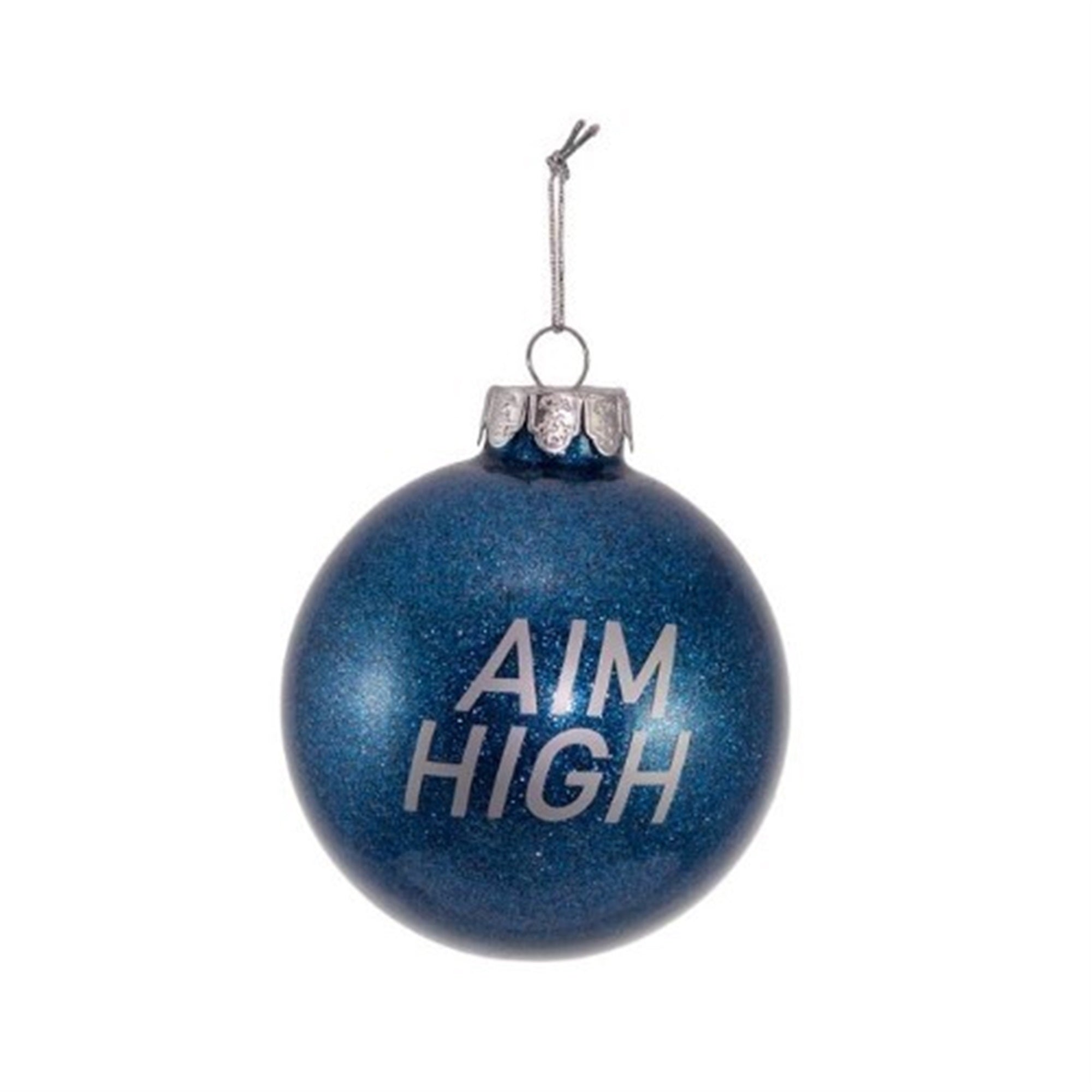 Kurt Adler Two-sided Glass Ball Ornament, United States Air Force "Aim High", Blue, 3"
