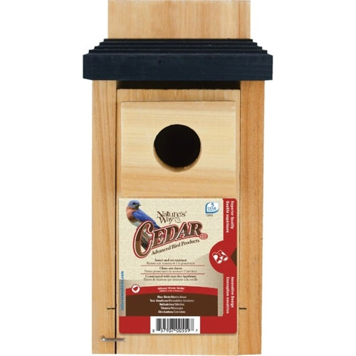 Nature's Way Cedar Bluebird Box House — Weather-Resistant Nesting Box — Easy Clean, 12"