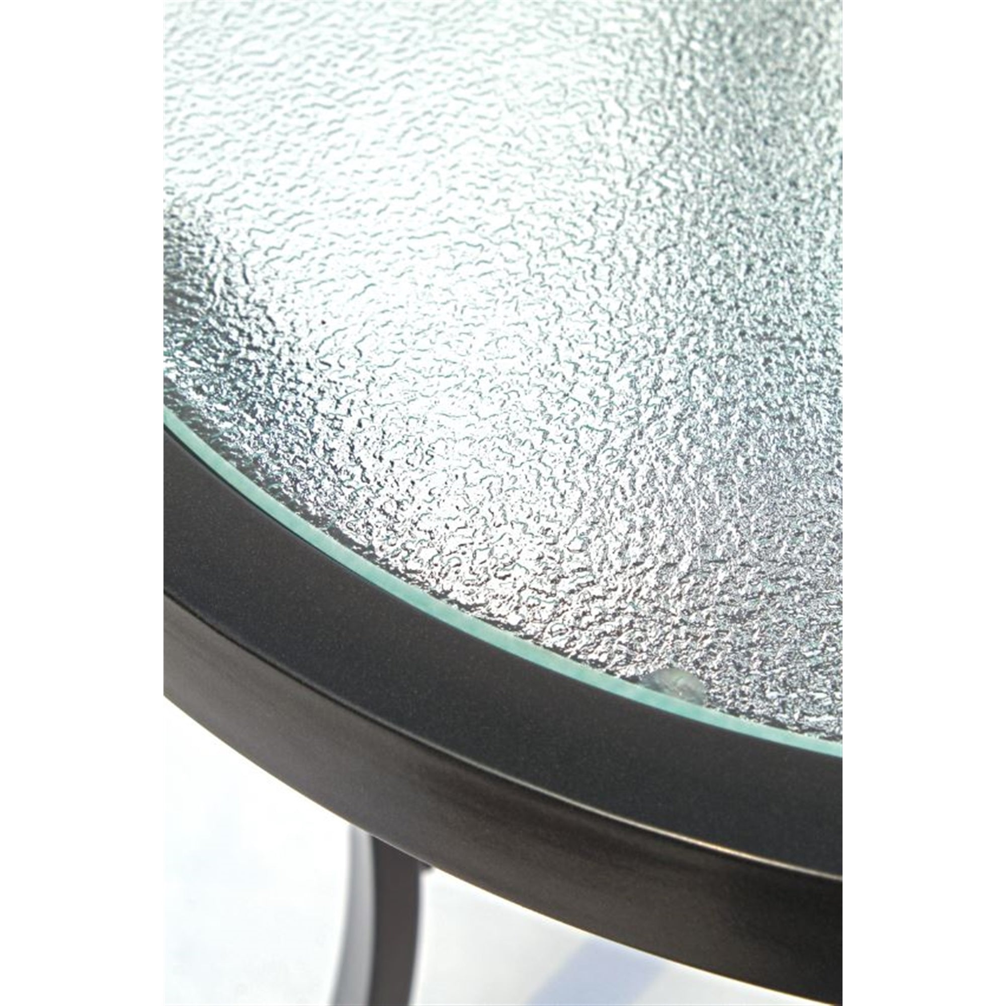 Garden Elements Round Outdoor Patio Accent Table, Aluminum Frame with Tempered Glass Top, Mocha, 20"
