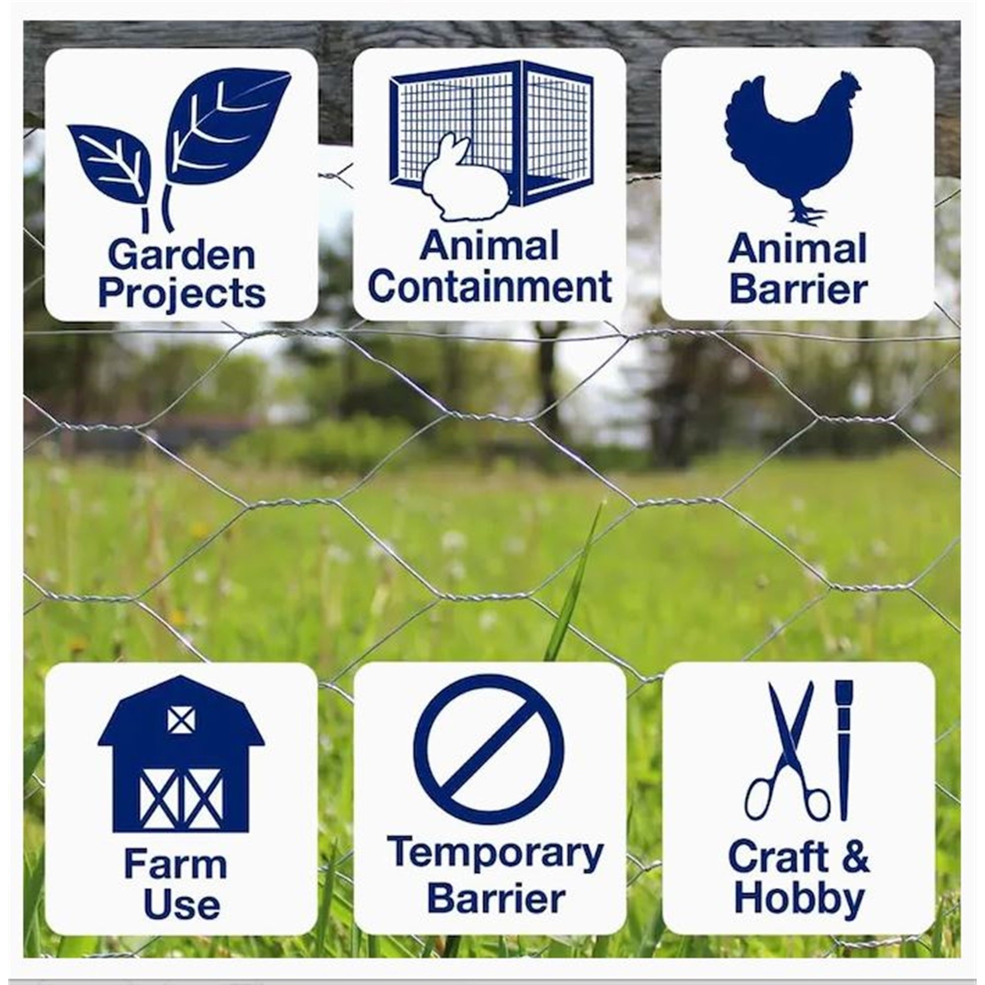 Garden Zone Galvanized Steel Hex Poultry Rolled Netting, 2 feet x 50 feet