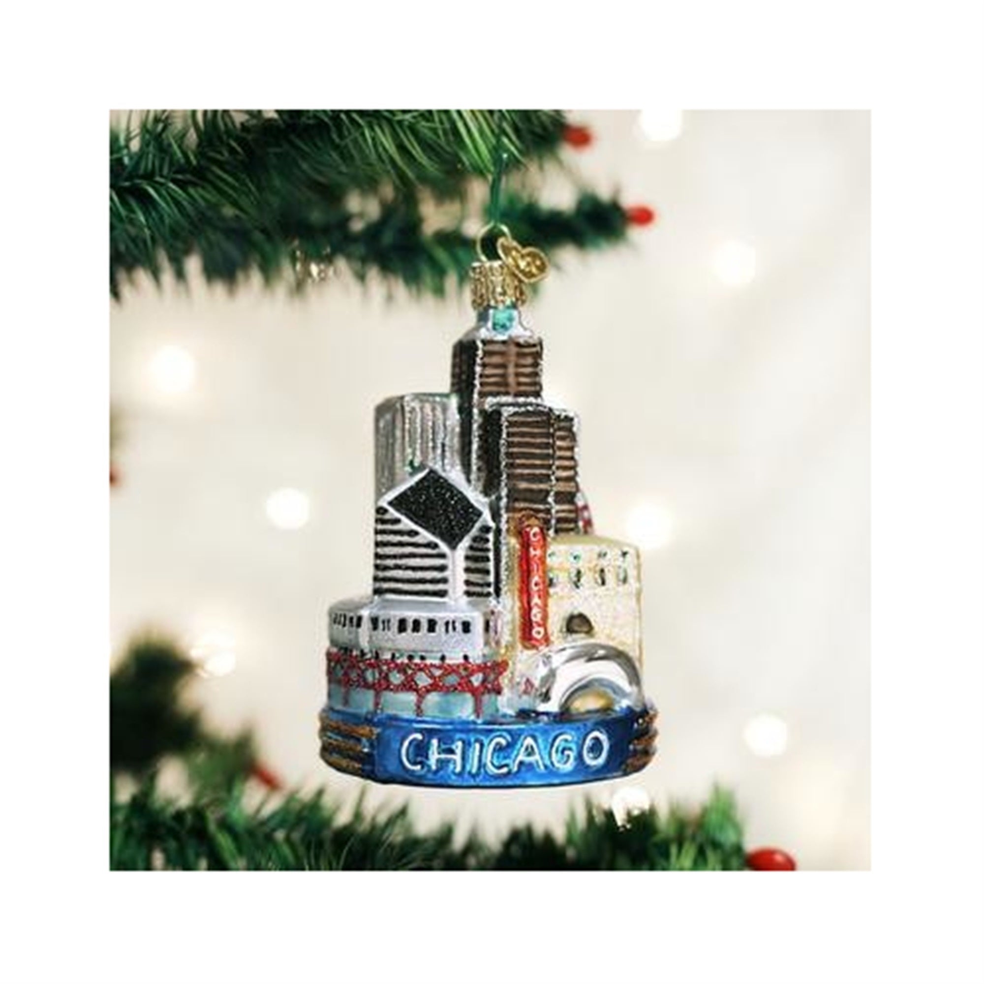 Old World Christmas Glass Blown Ornament for Christmas Tree, Chicago City