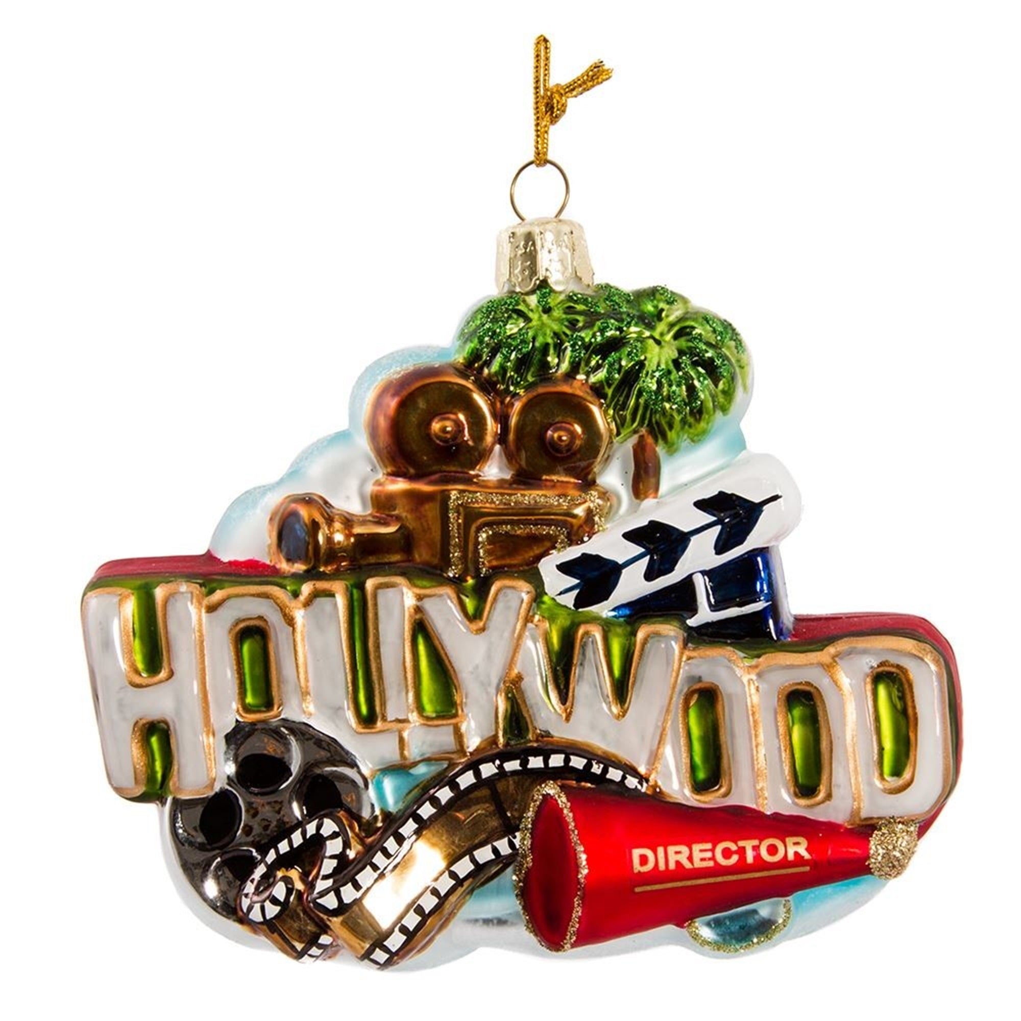 Kurt Adler Glass Hollywood Sign Ornament, 5-Inch